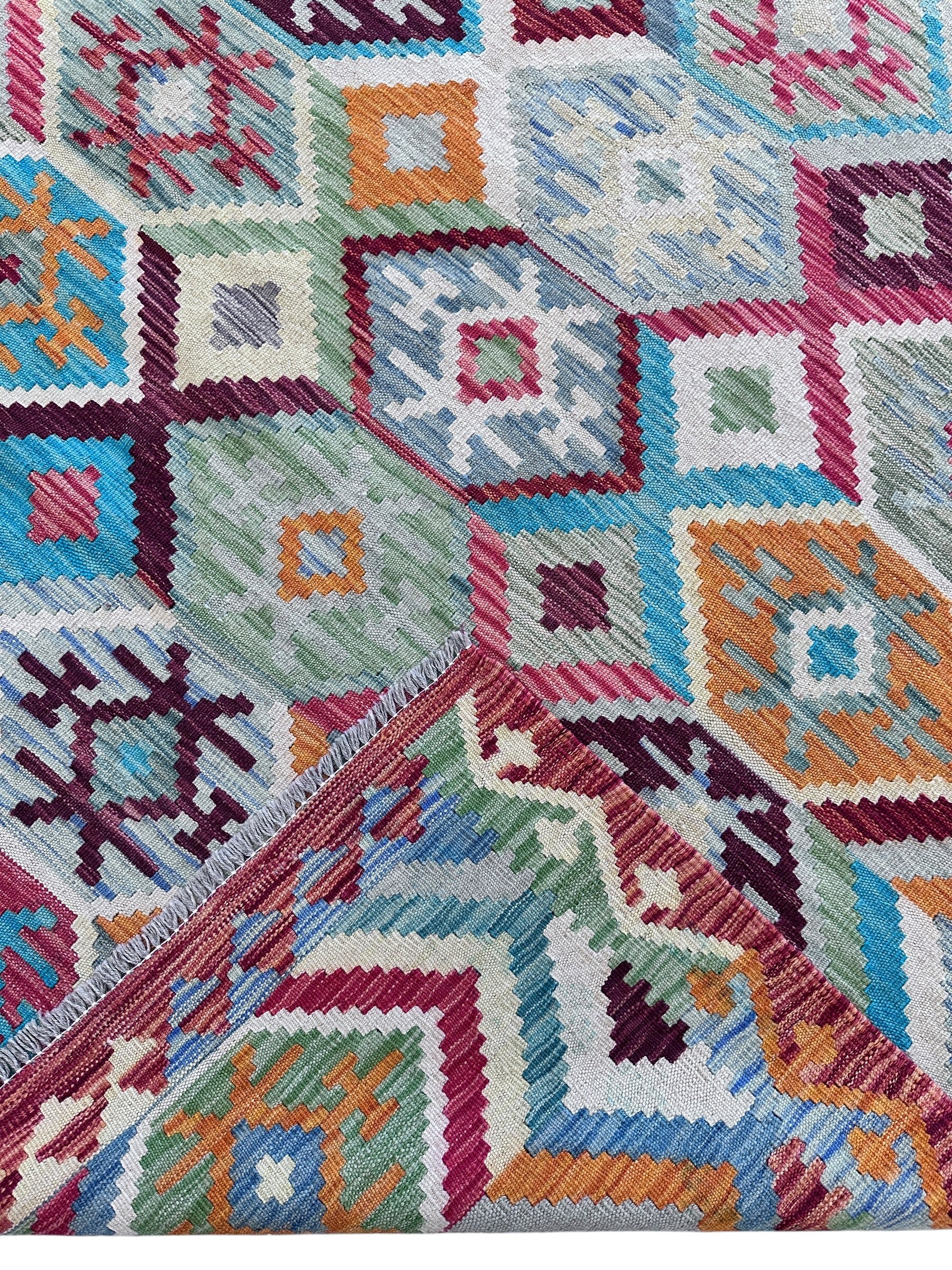 Hand-Woven Afghani Kilim Wool Rug 8'2" x 10'2"