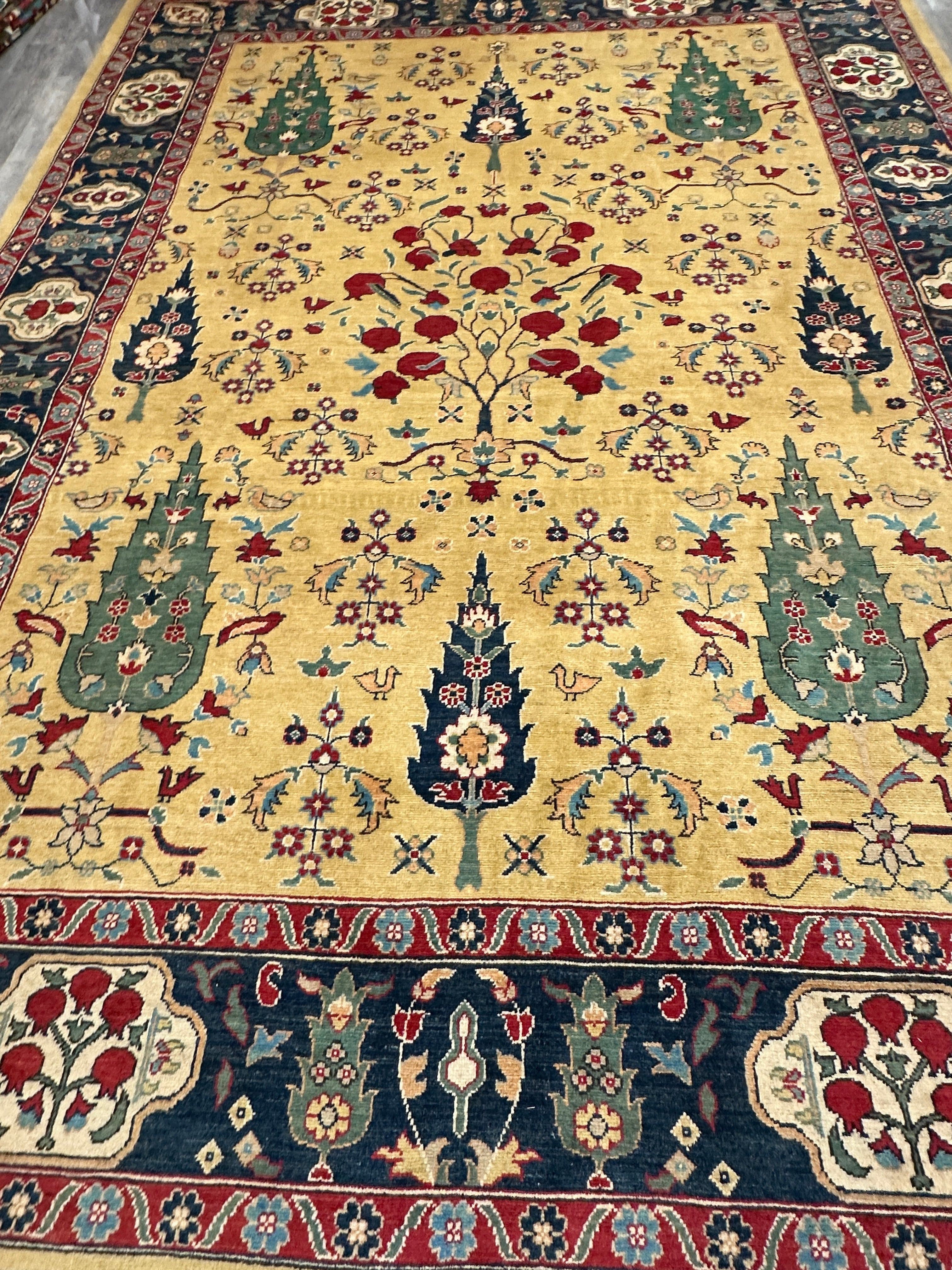 Hand-Knotted Afghani Kazak Tree of Life Wool Rug – 9’0″  x  12’0″
