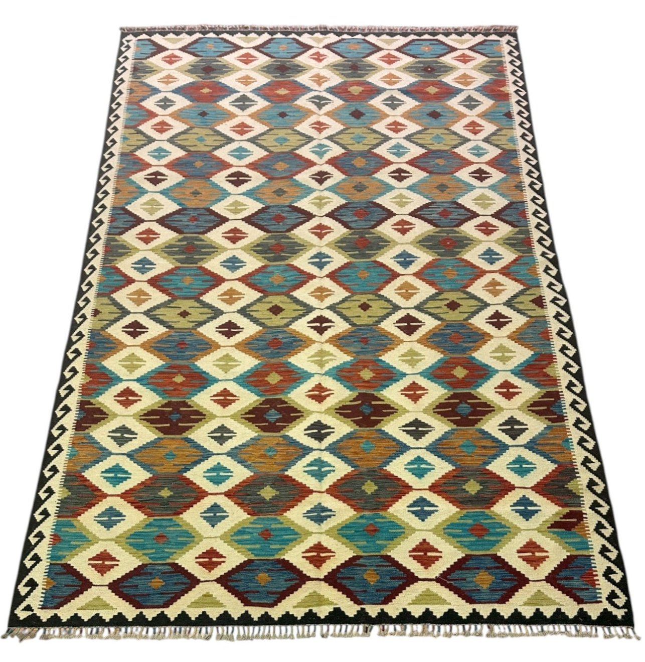 Hand-Woven Afghani Kilim Wool Rug 6'6" x 10'3"