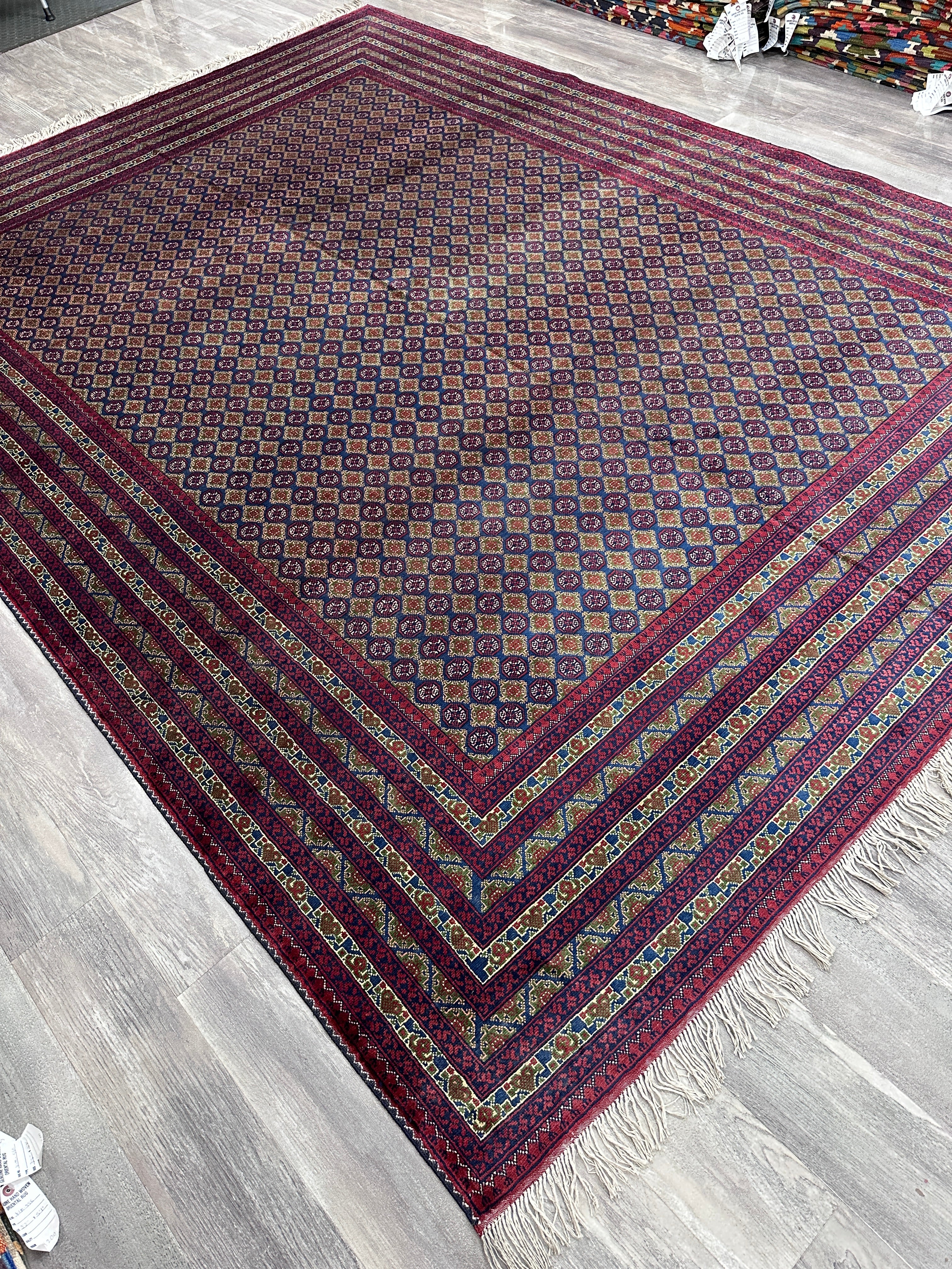 Hand-Knotted Afghani Khwaja Rushna Wool Rug | All-Over Pattern | 8′ x 11′