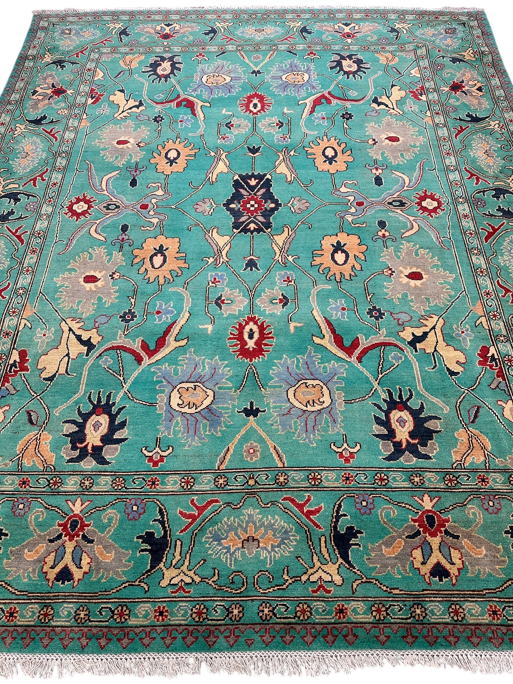 Hand-Knotted Afghani Super Kazak Wool Rug – 8’0″  x  9’11″