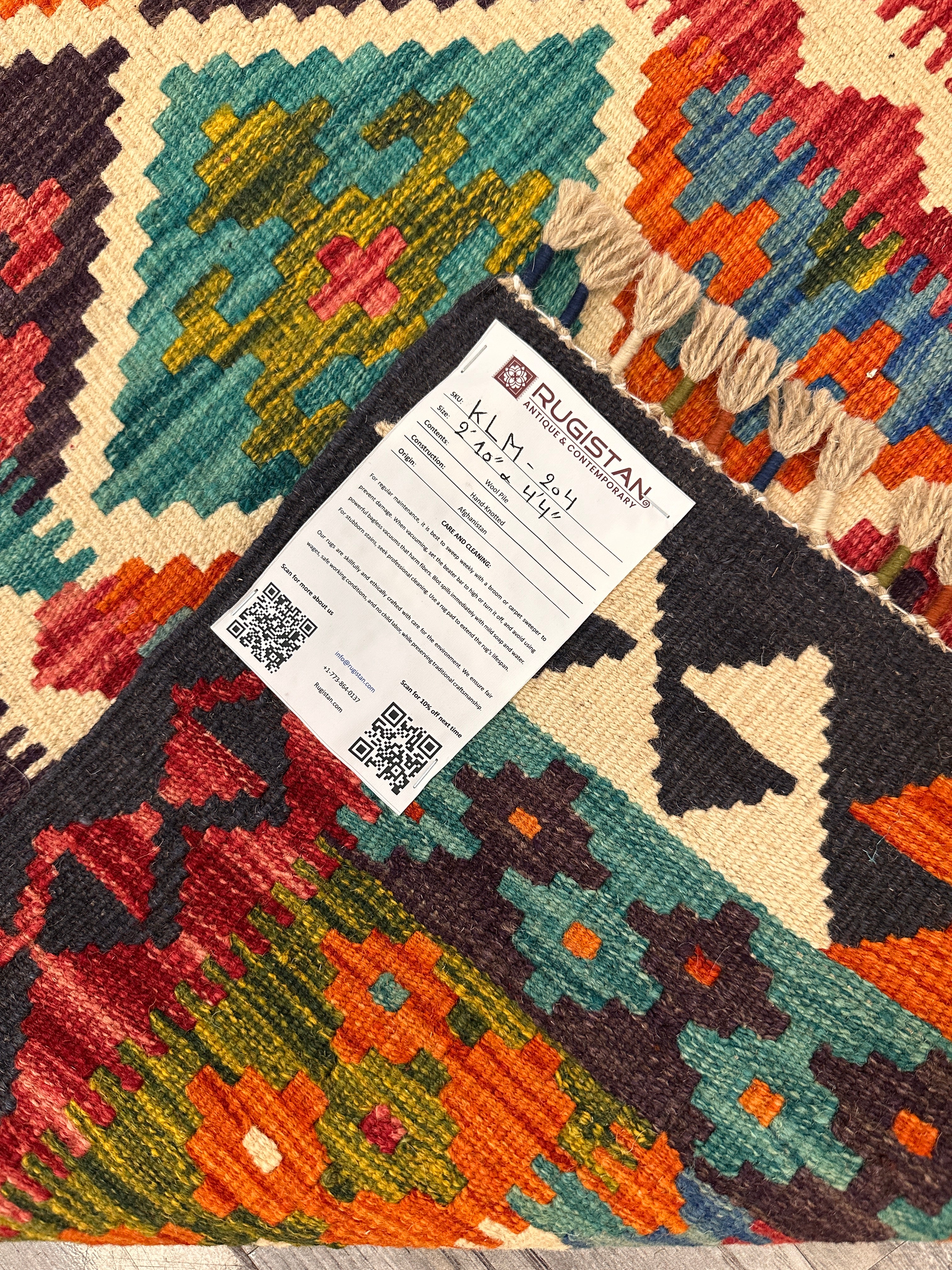 Afghan Kilim Rug – Hand-Woven Wool Tribal Flatweave – 2'10" x 4'4" – New