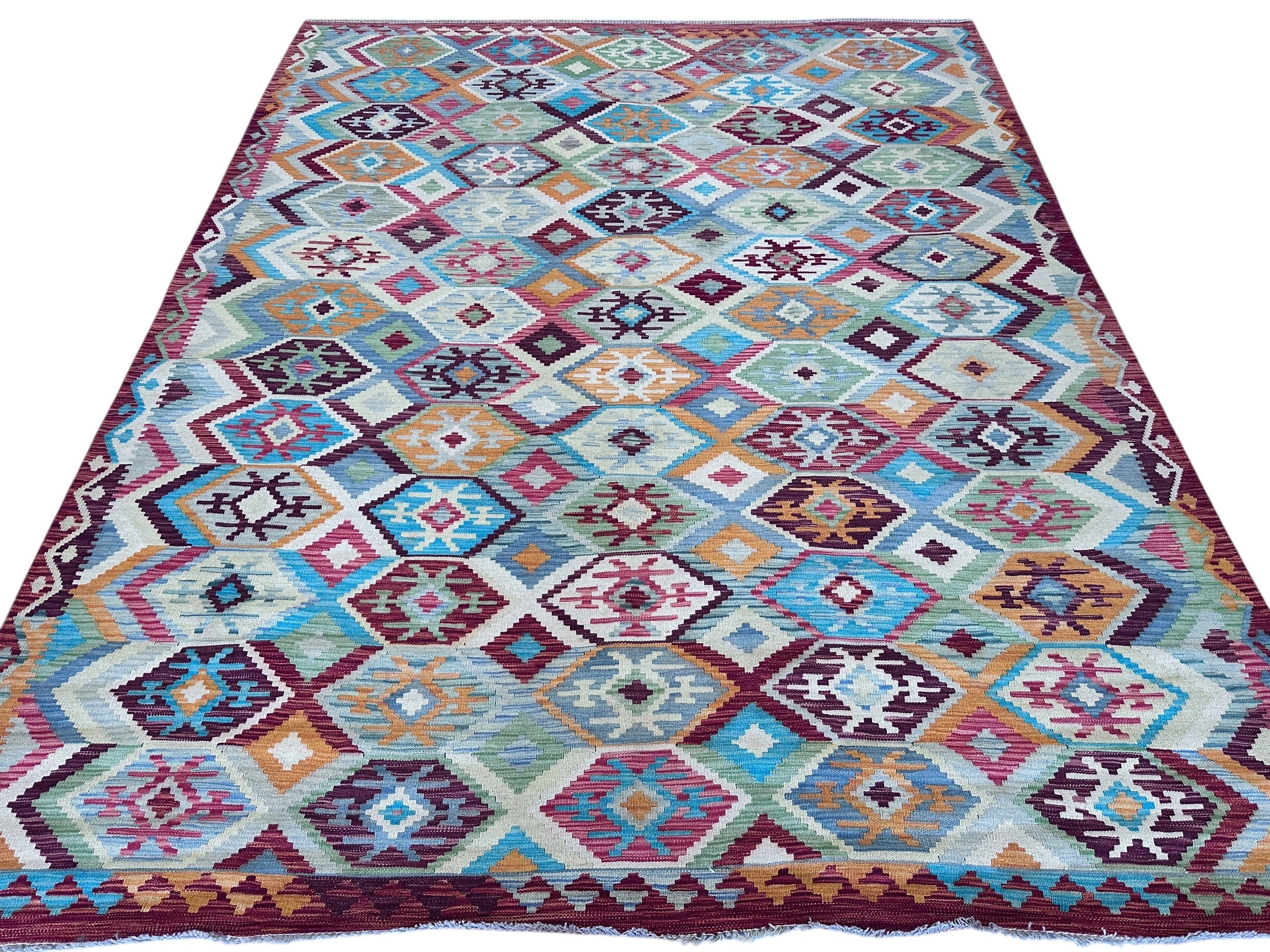 Hand-Woven Afghani Kilim Wool Rug 8'2" x 10'2"
