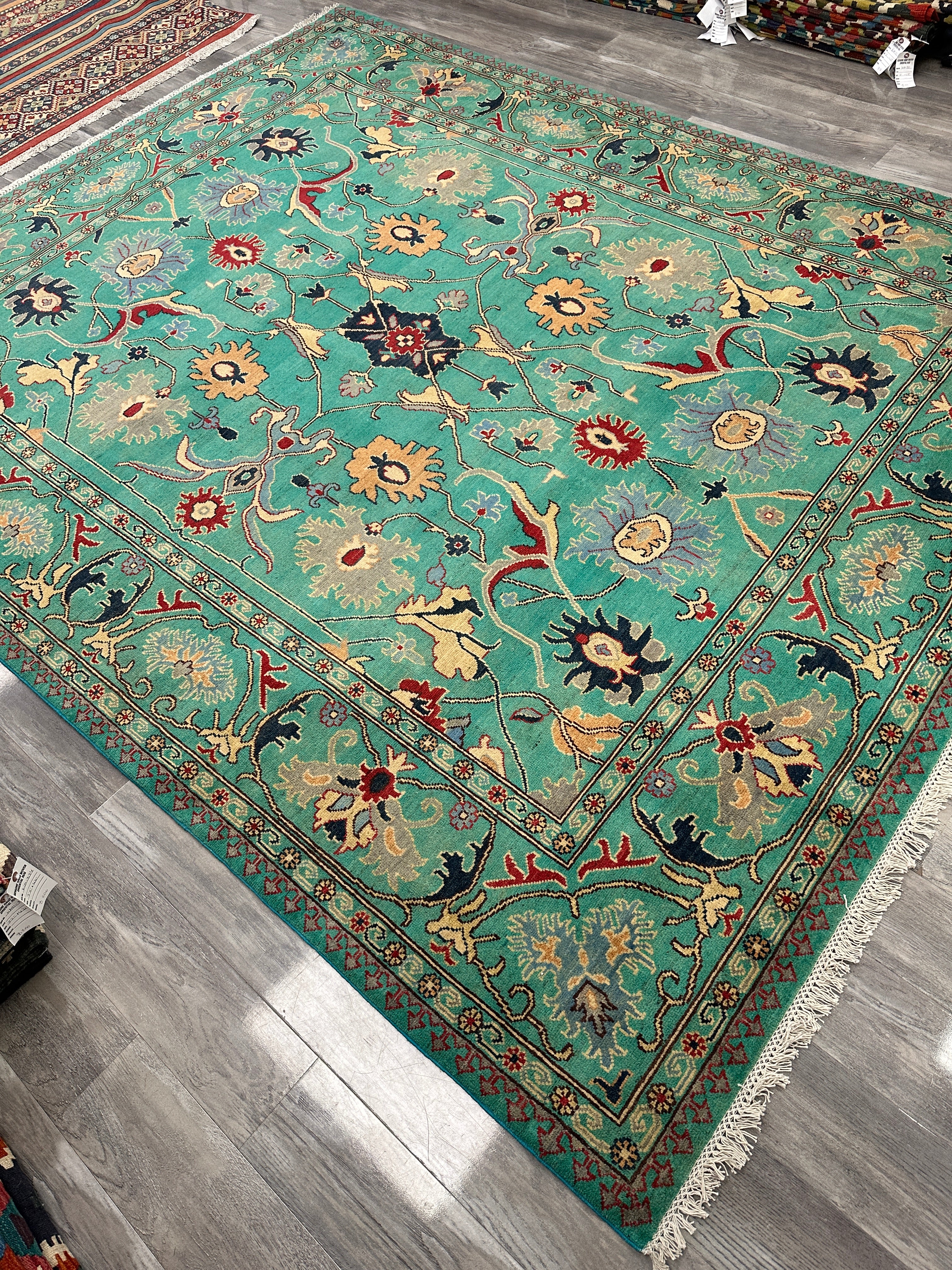 Hand-Knotted Afghani Super Kazak Wool Rug – 8’0″  x  9’11″