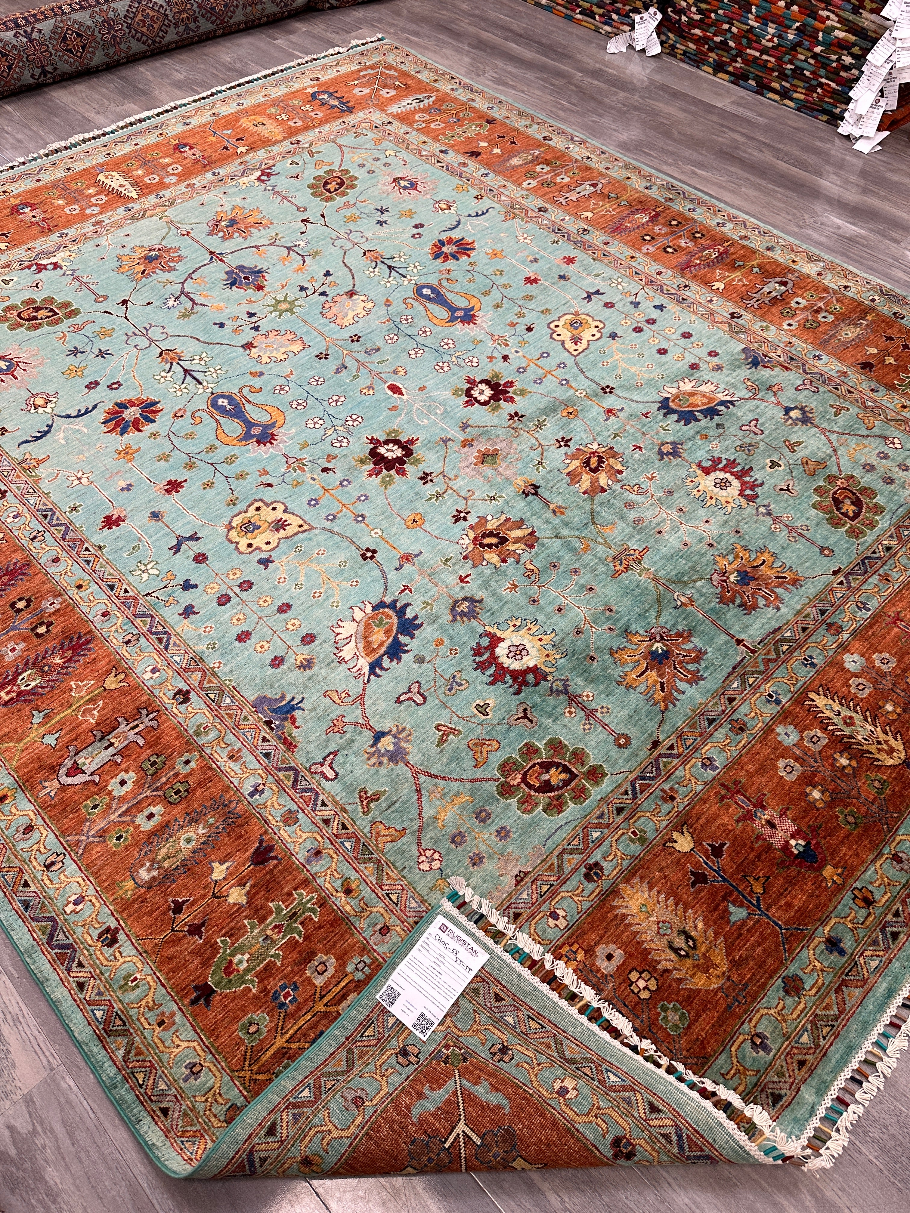 Hand-Knotted Afghani Chobi Ghazni Wool Rug | Floral Design | 8′ x 10′
