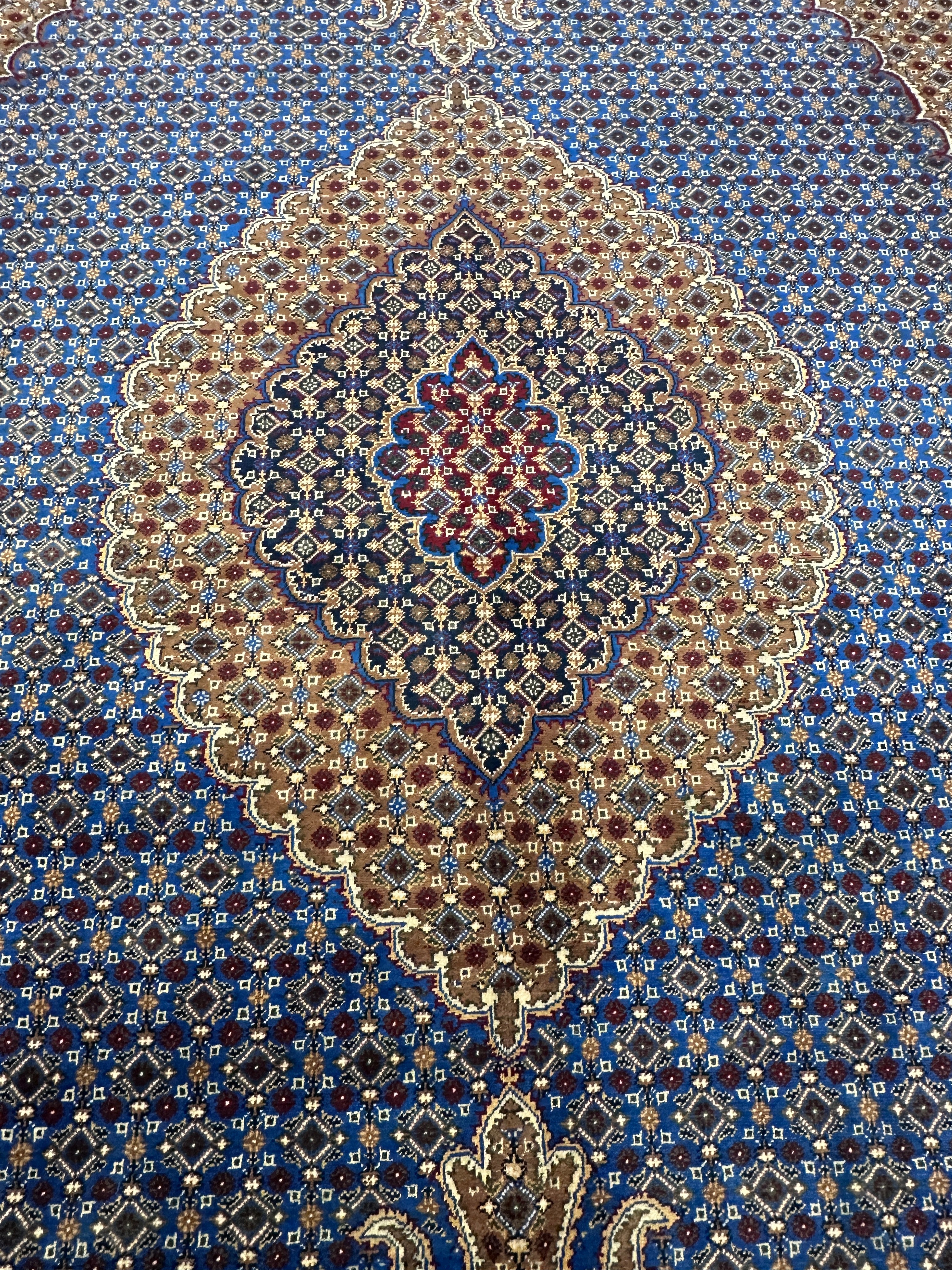 Hand-Knotted Afghani Tabriz Wool Rug | Mahi Fish Design | 9′ x 12′