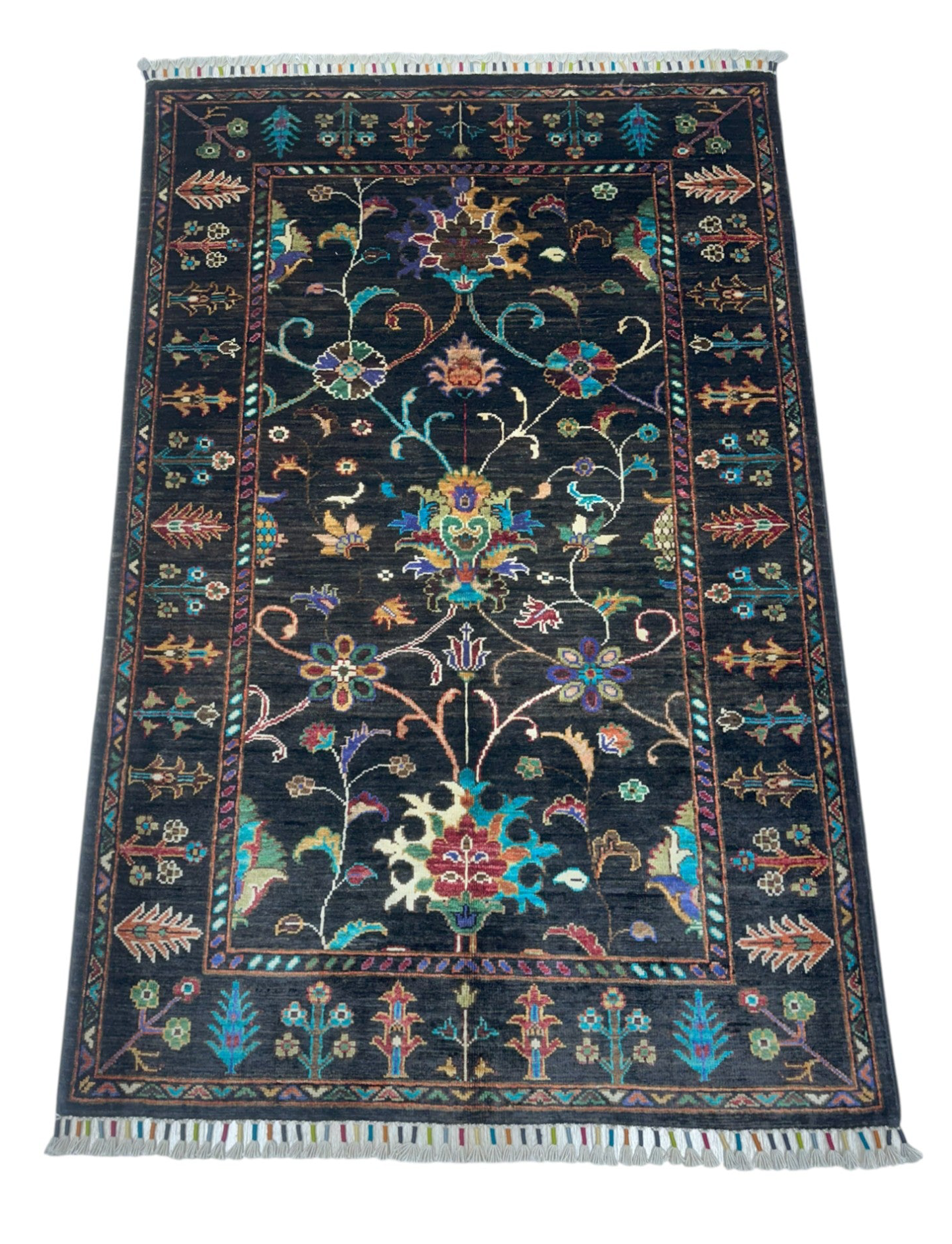 Hand-Knotted Afghani Sultani Wool Rug – 3’4″  x  5’1″