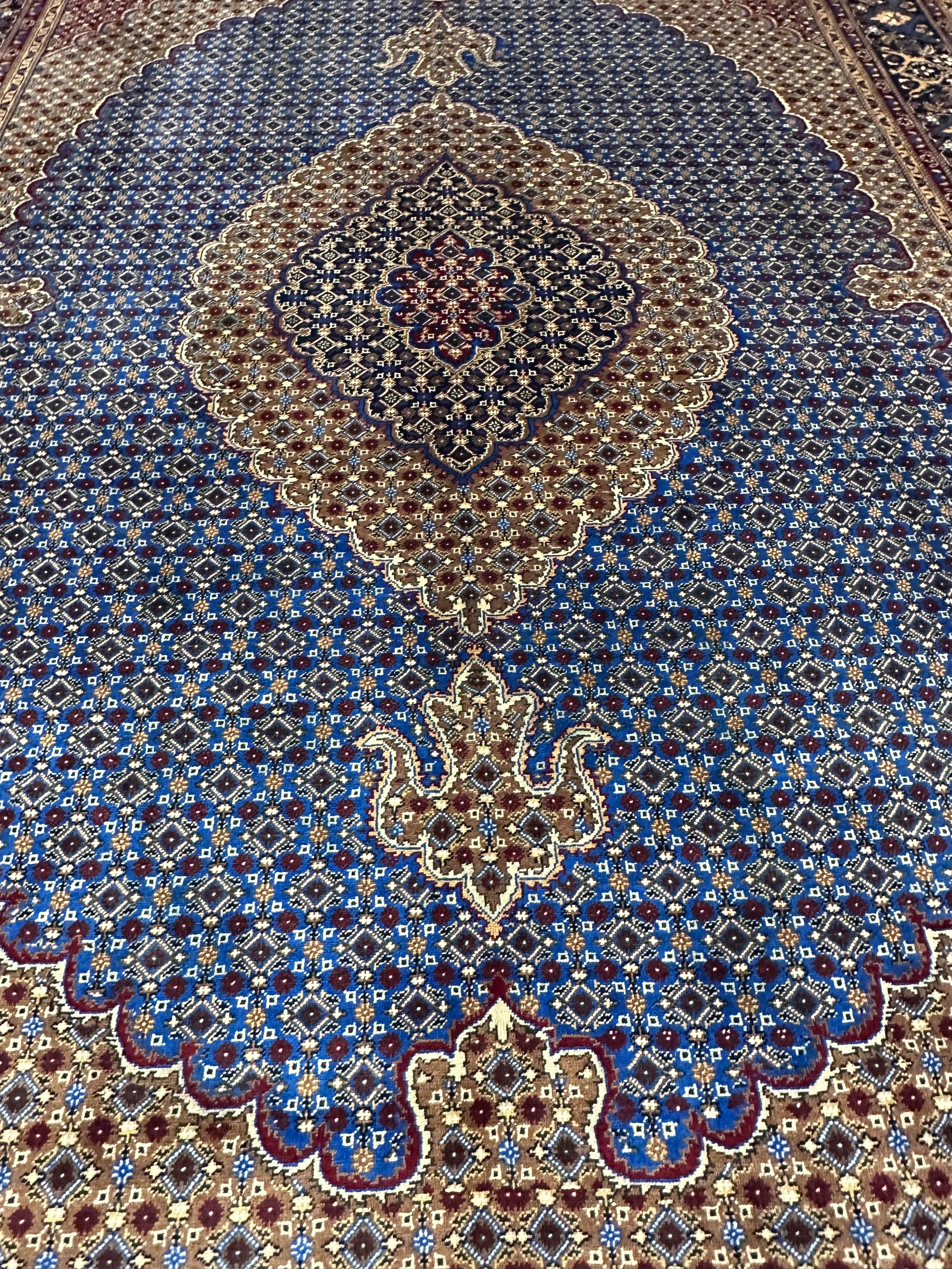 Hand-Knotted Afghani Tabriz Wool Rug | Mahi Fish Design | 9′ x 12′