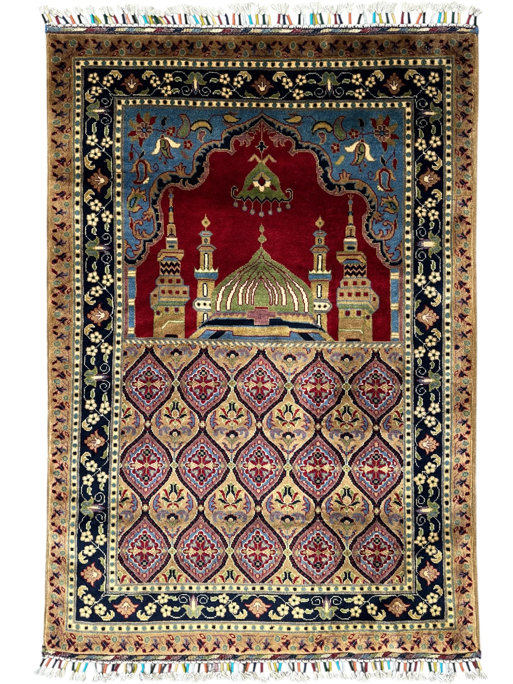 Hand-Knotted Super Fine Weave Beljik Afghani Wool Prayer Rug – 2’9″ x 4’1″