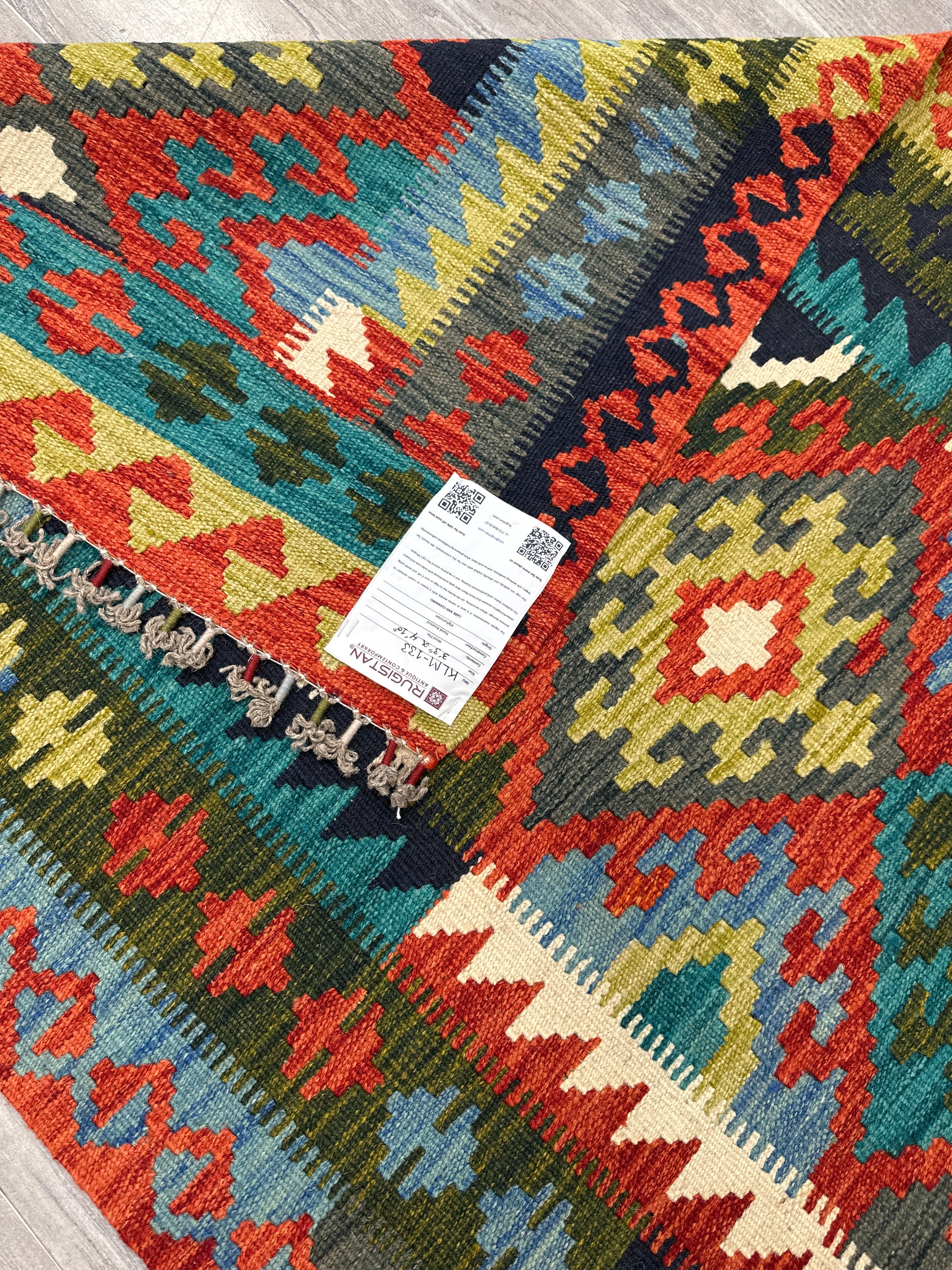 Hand-Woven Afghani Kilim Wool Rug 3'3" x 4'10"