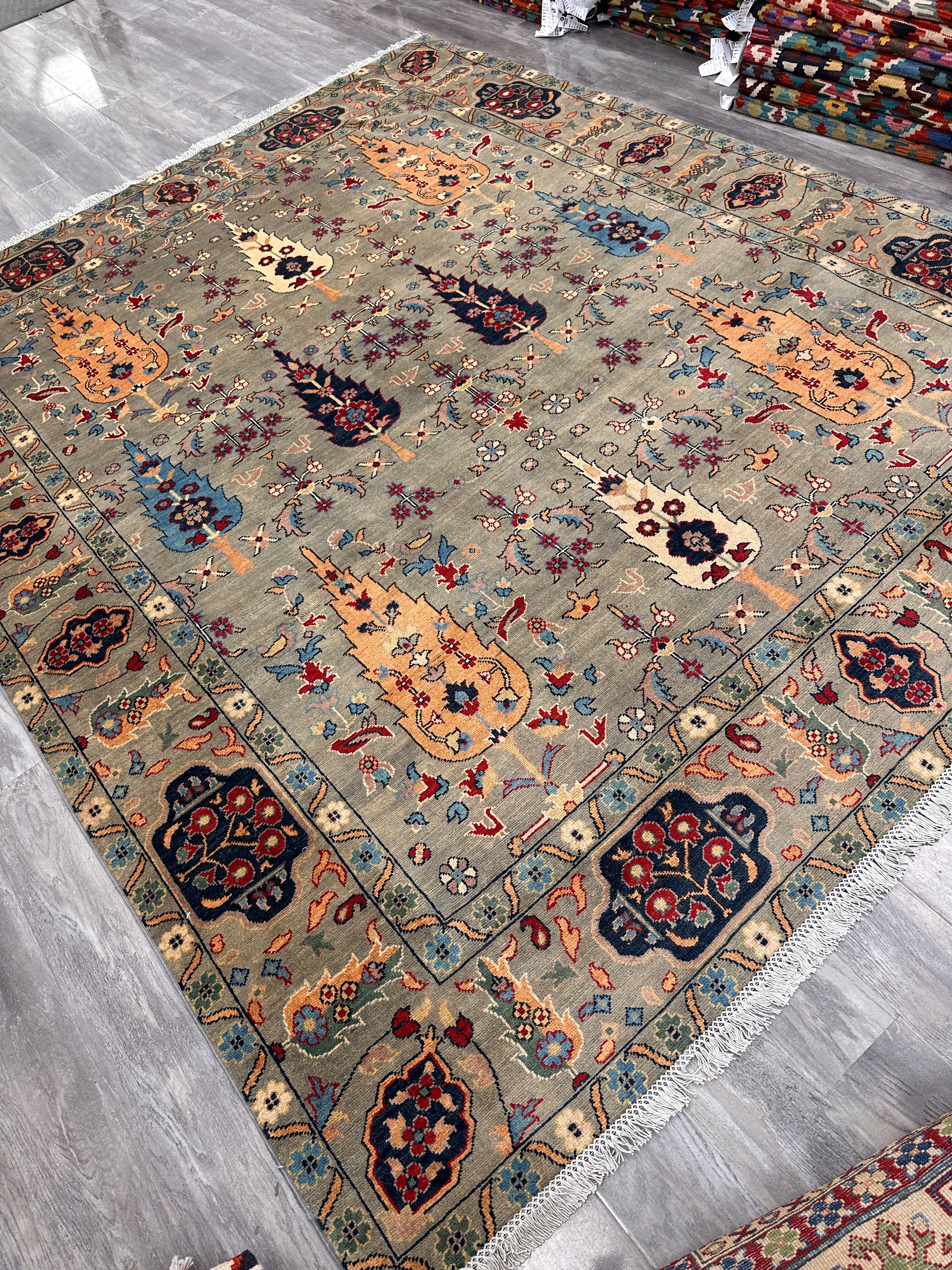 Hand-Knotted Afghani Kazak Wool Rug – 10’1″  x  8’2″
