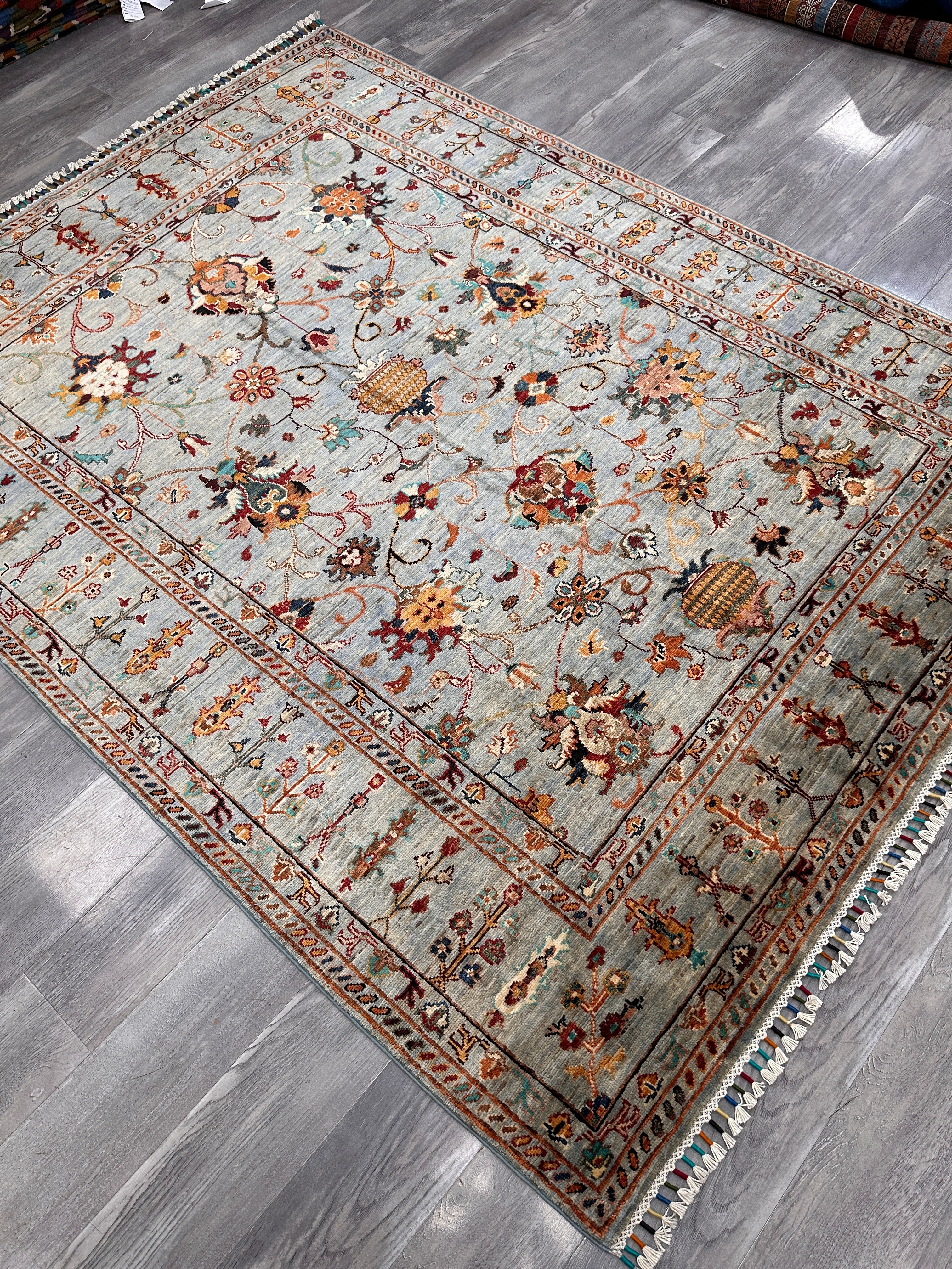 Hand-Knotted Afghani Chobi Sultani Wool Rug | Floral Design | 6′ x 7′6″