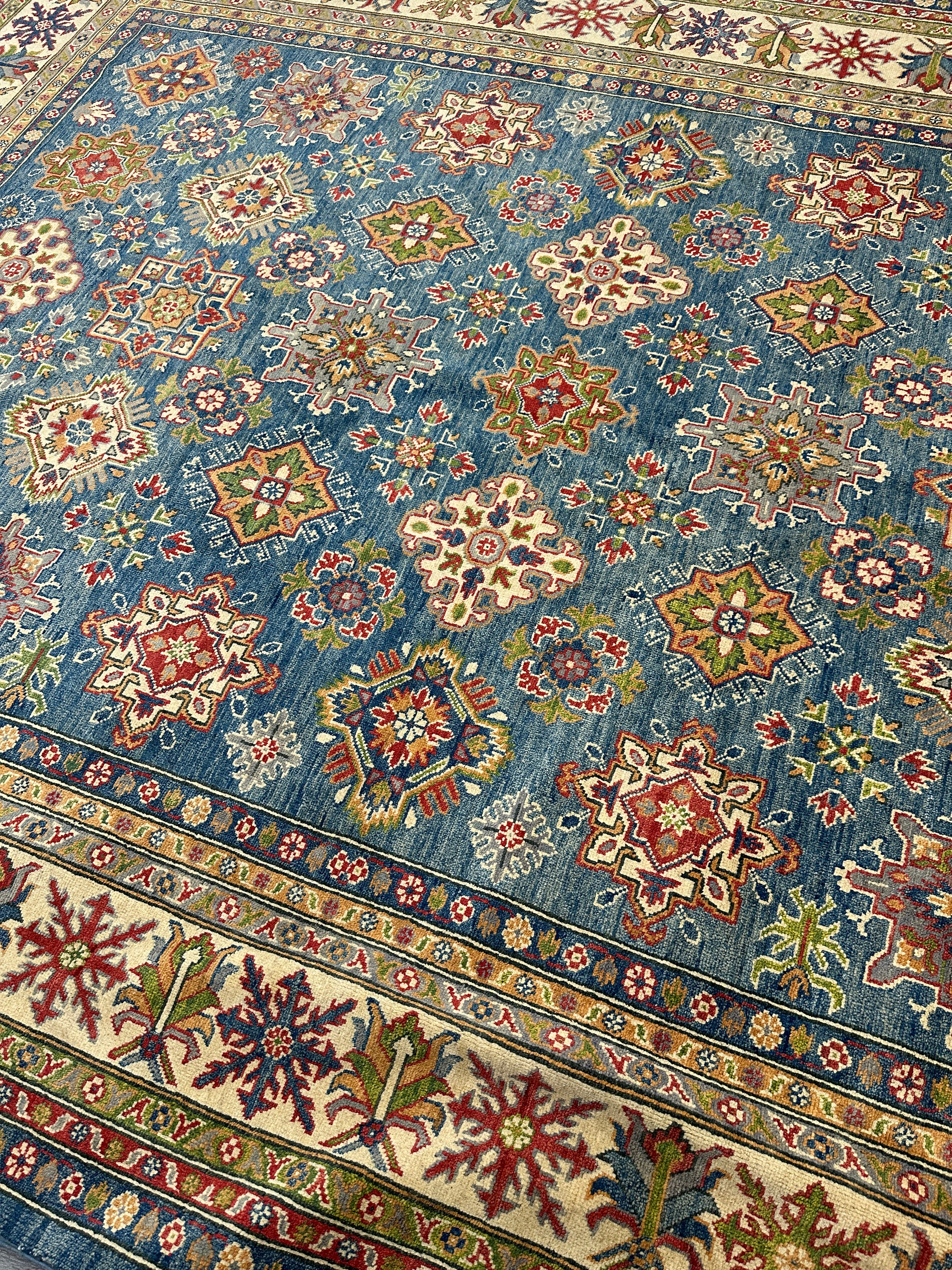 Hand-Knotted Afghani Kazak Wool Rug – 8’9″  x  11’10″