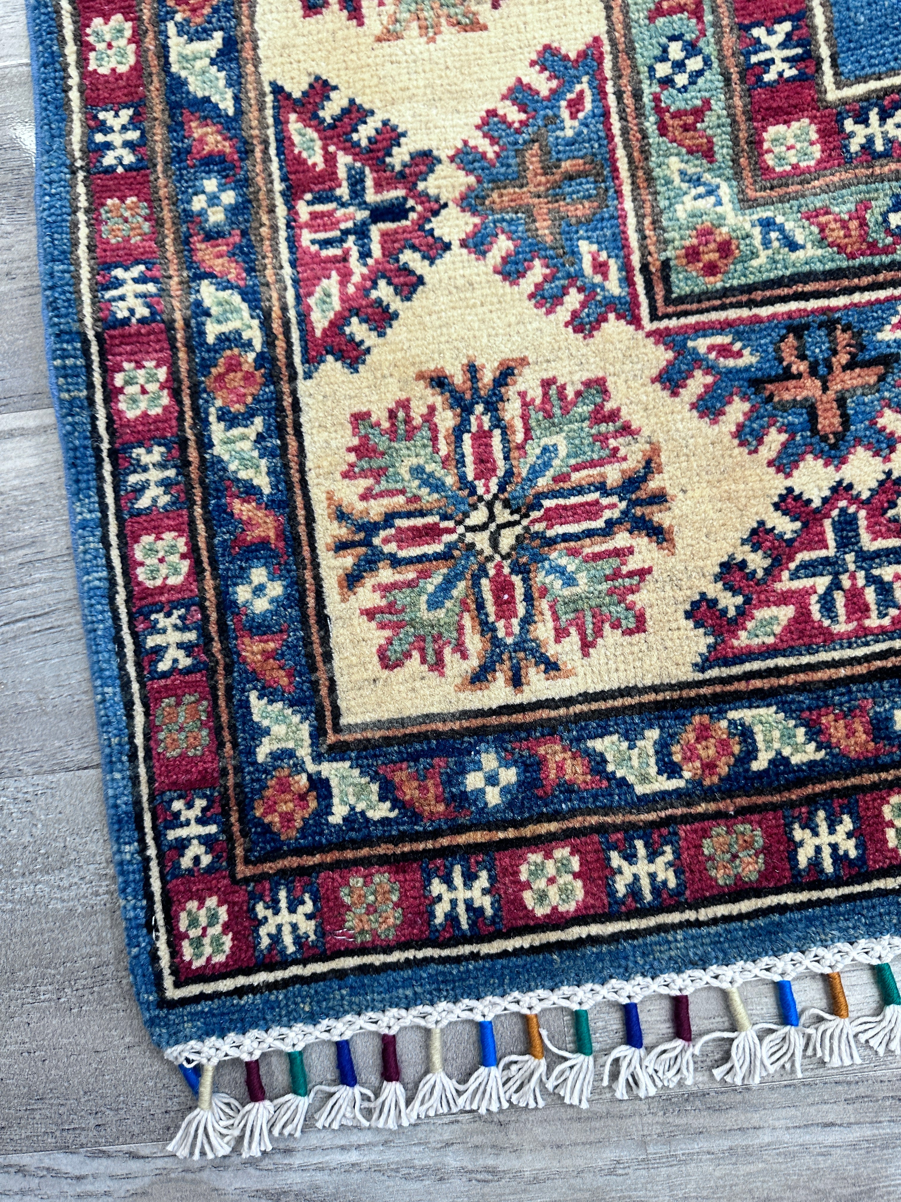 Hand-Knotted Afghani Kazak Wool Rug – 5’0″  x  7’0″