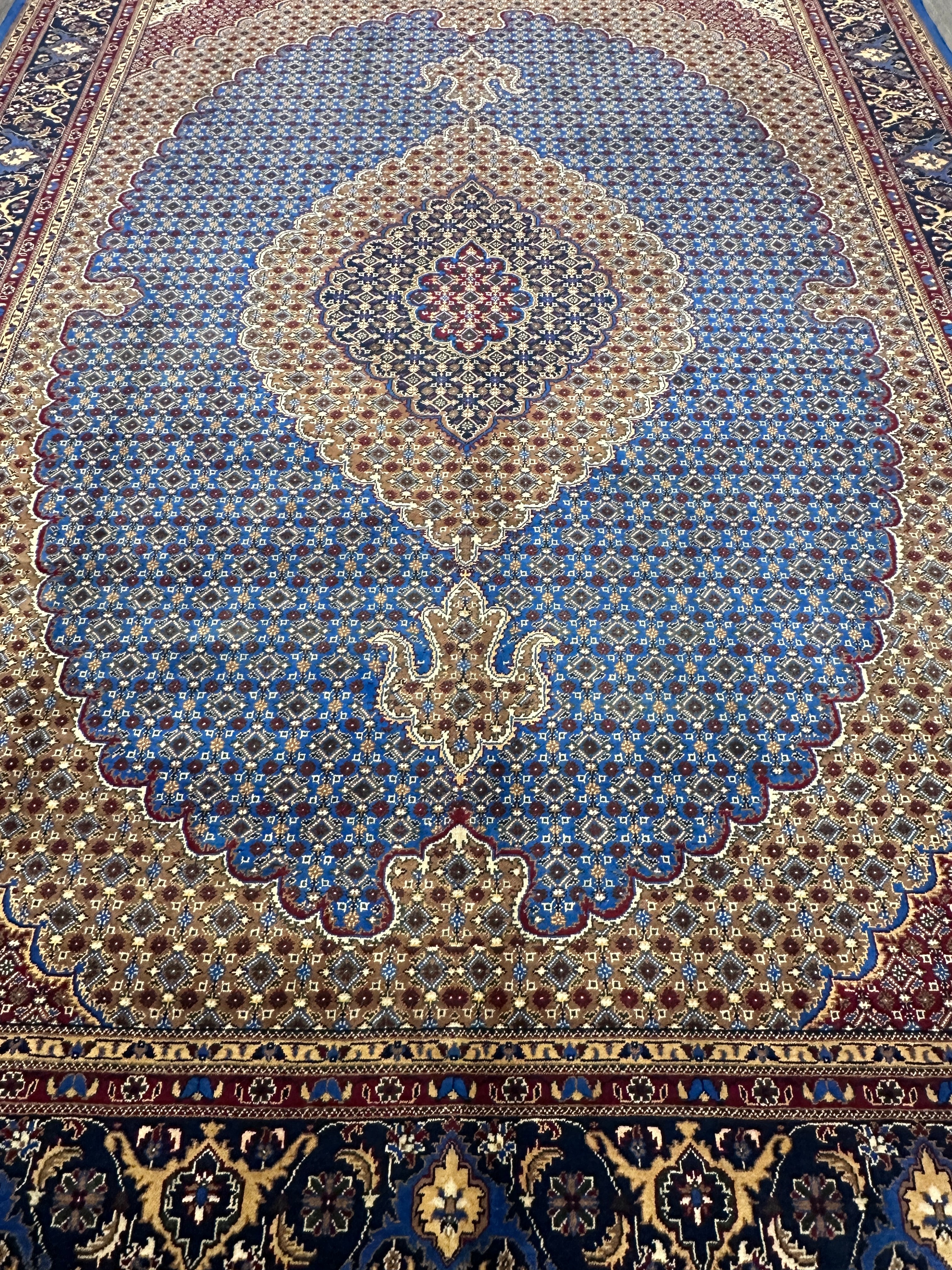Hand-Knotted Afghani Tabriz Wool Rug | Mahi Fish Design | 9′ x 12′