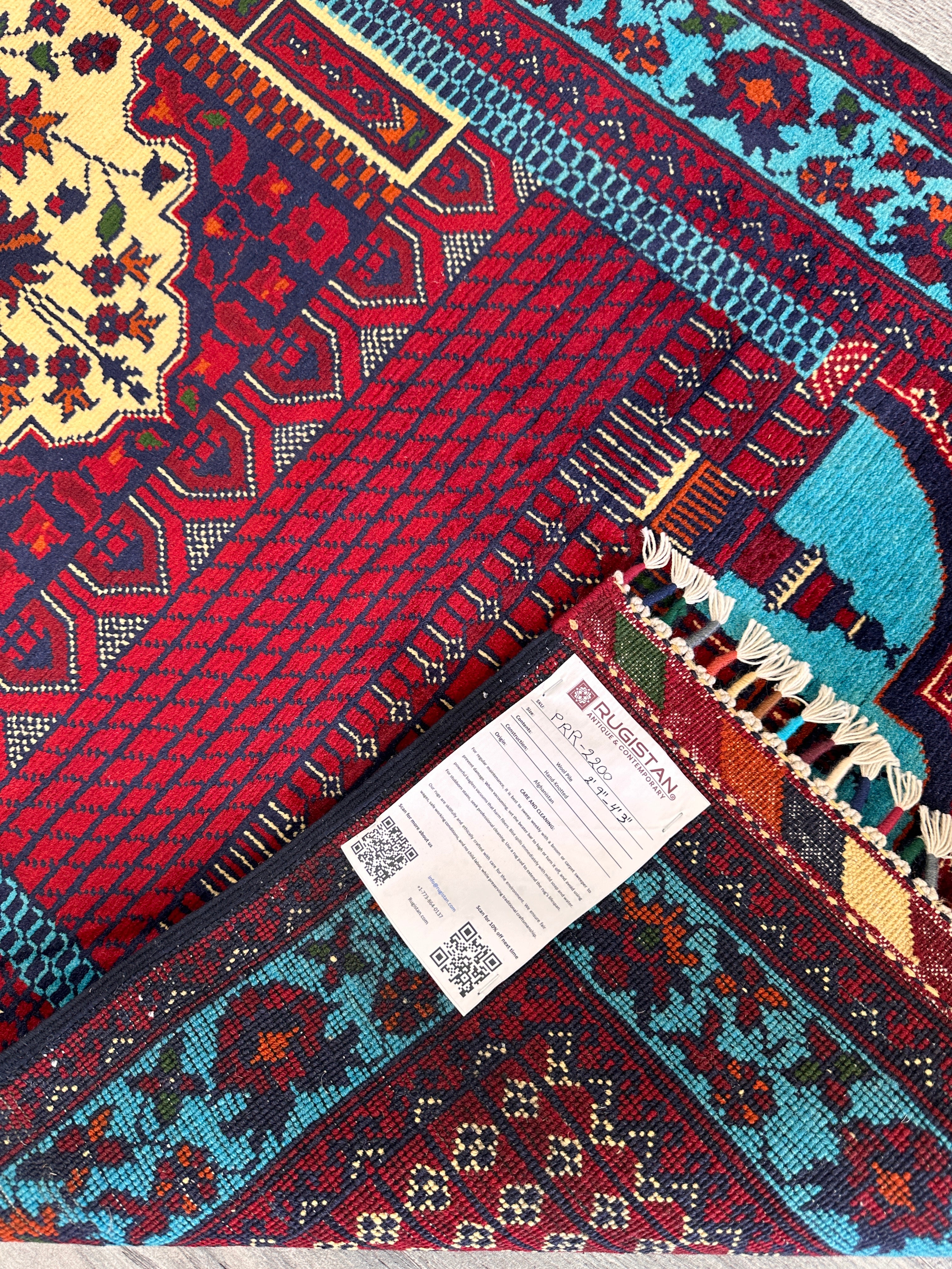 2'9" x 4'3" Hand-Knotted Afghani Wool Prayer Rug – Traditional Islamic Design
