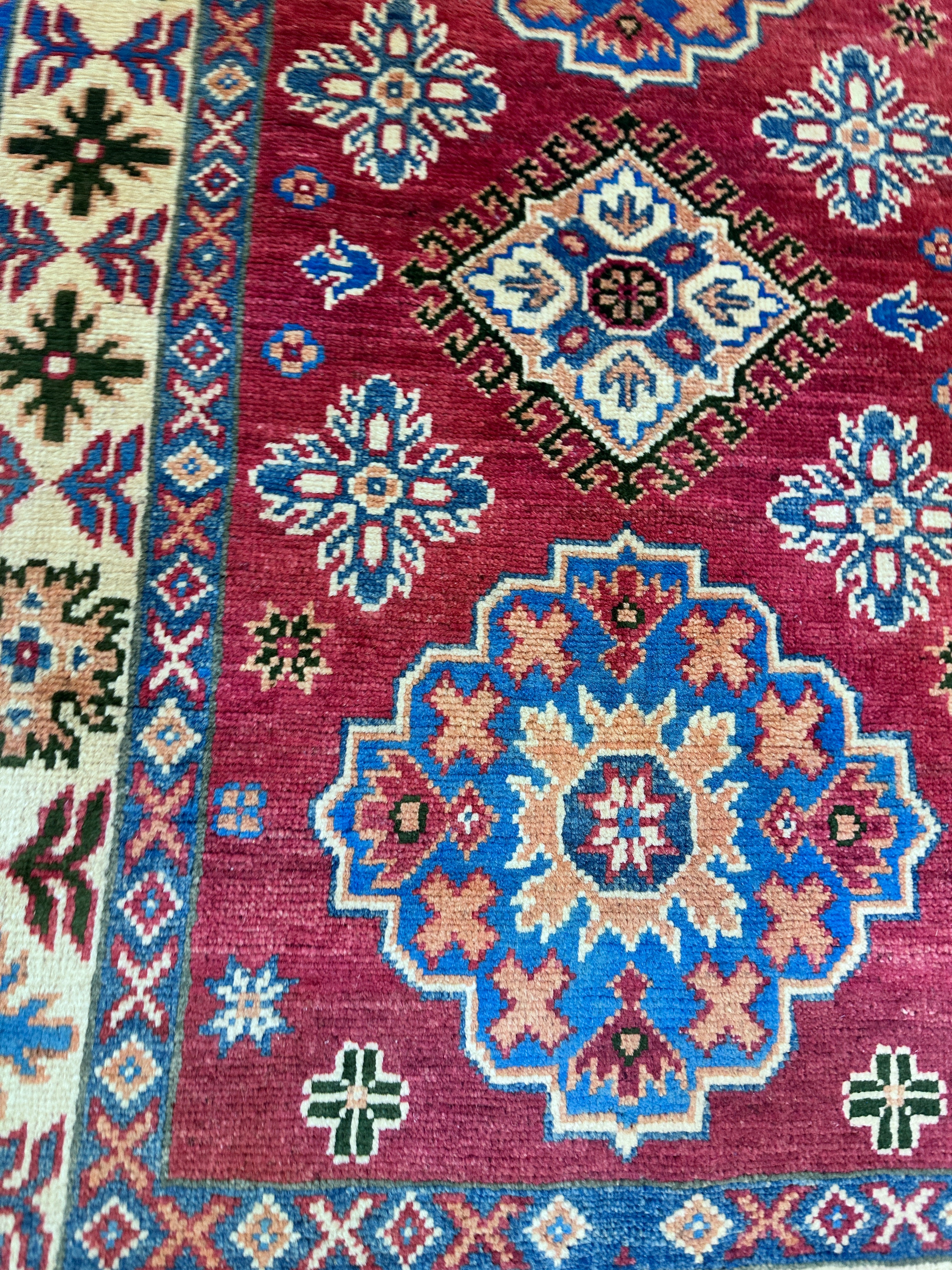 Hand-Knotted Afghani Kazak Wool Rug – 2’8″  x  4’2”