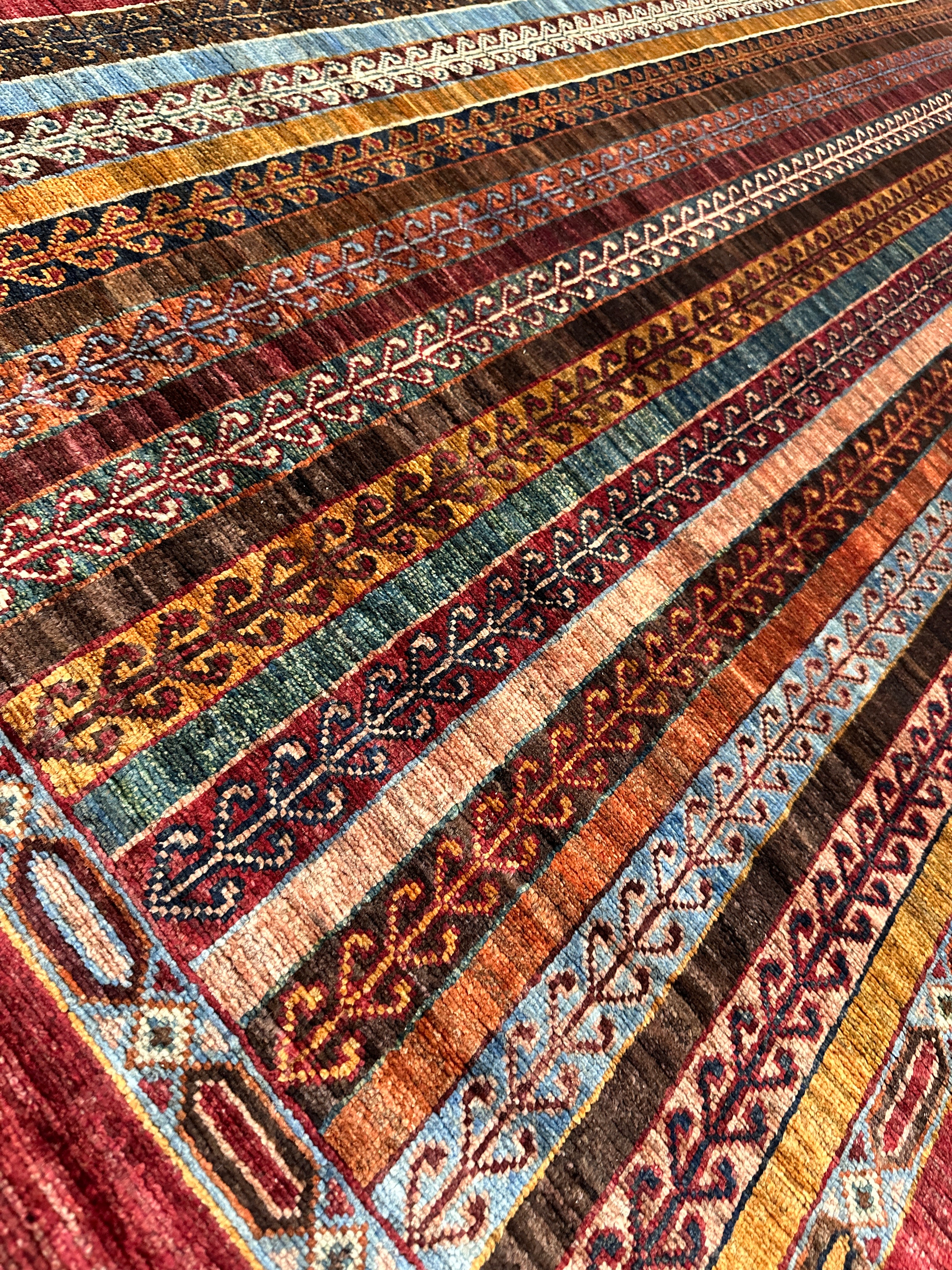 Hand-Knotted Afghani Chobi Khorjeen Wool Rug | 7′1″ x 10′2″