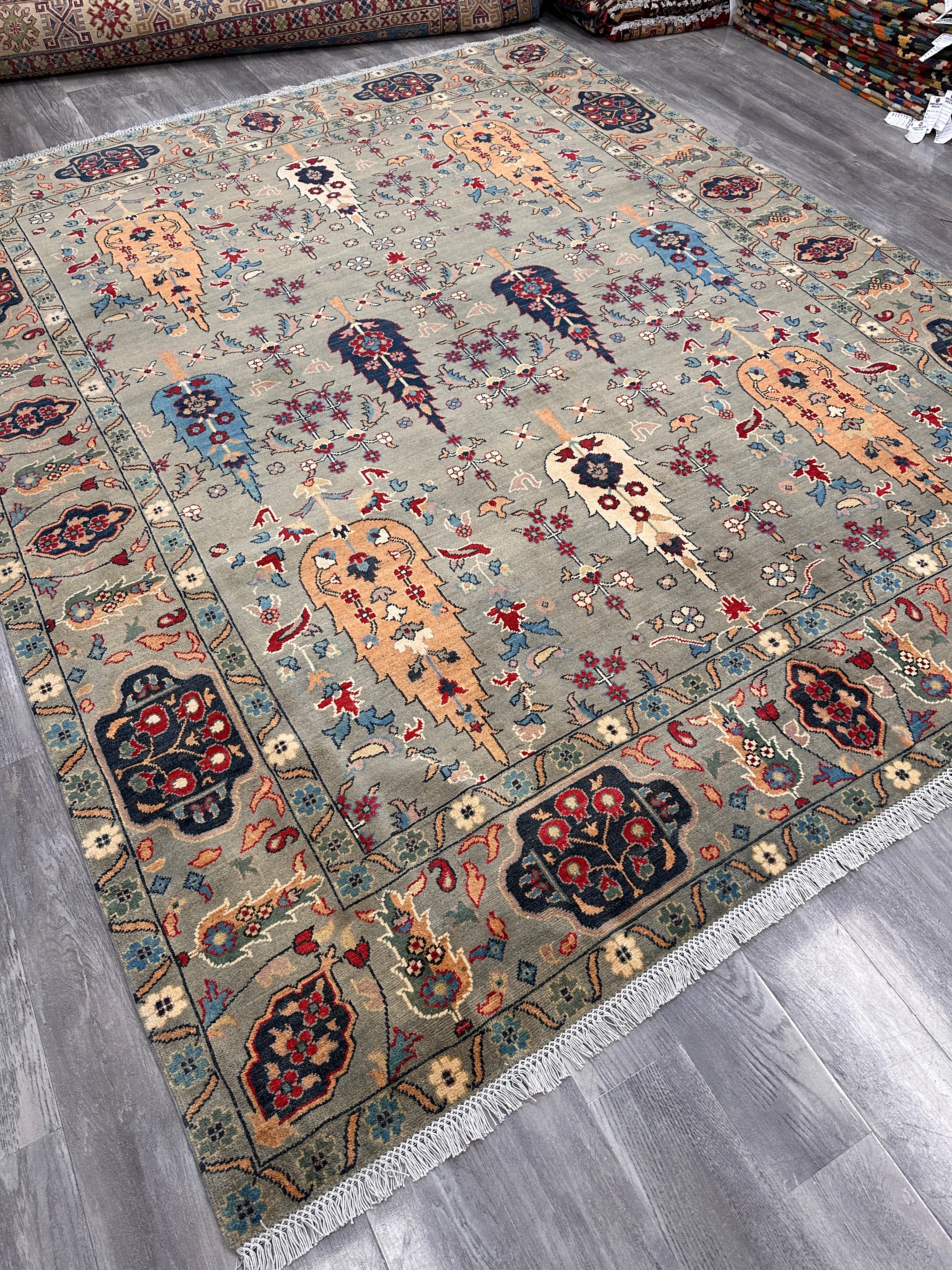 Hand-Knotted Afghani Kazak Wool Rug – 10’1″  x  8’2″