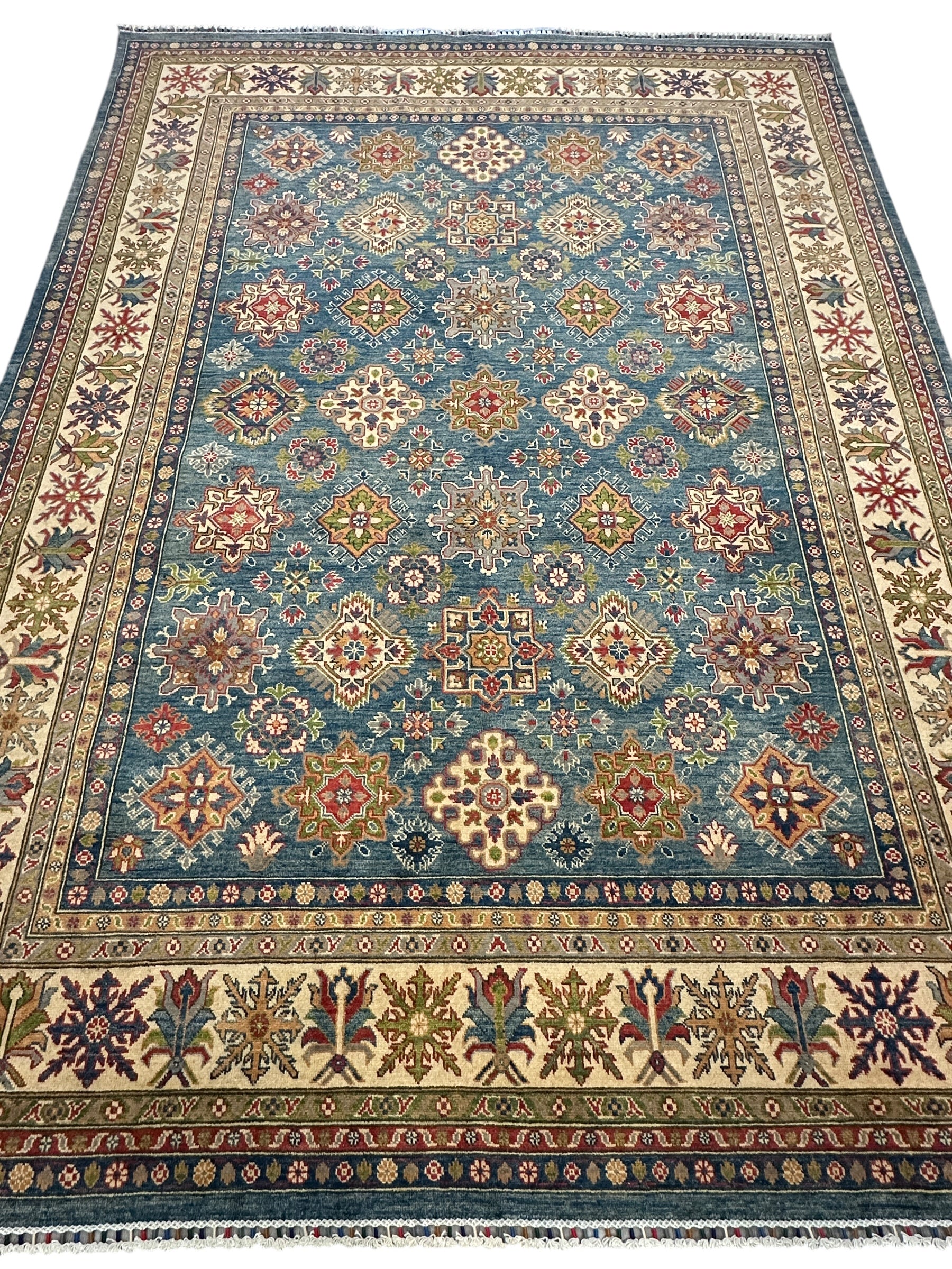 Hand-Knotted Afghani Kazak Wool Rug – 8’9″  x  11’10″