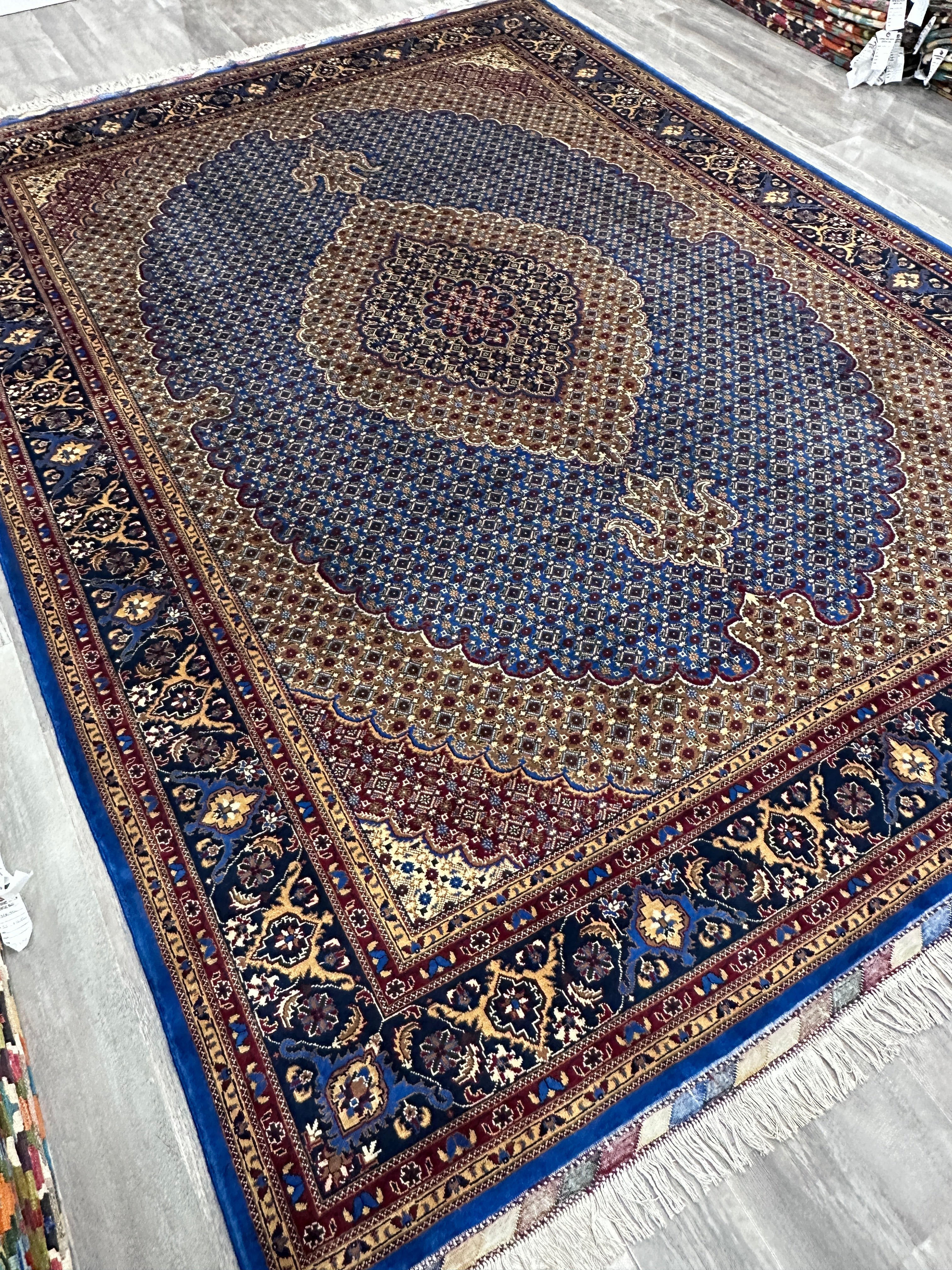 Hand-Knotted Afghani Tabriz Wool Rug | Mahi Fish Design | 9′ x 12′