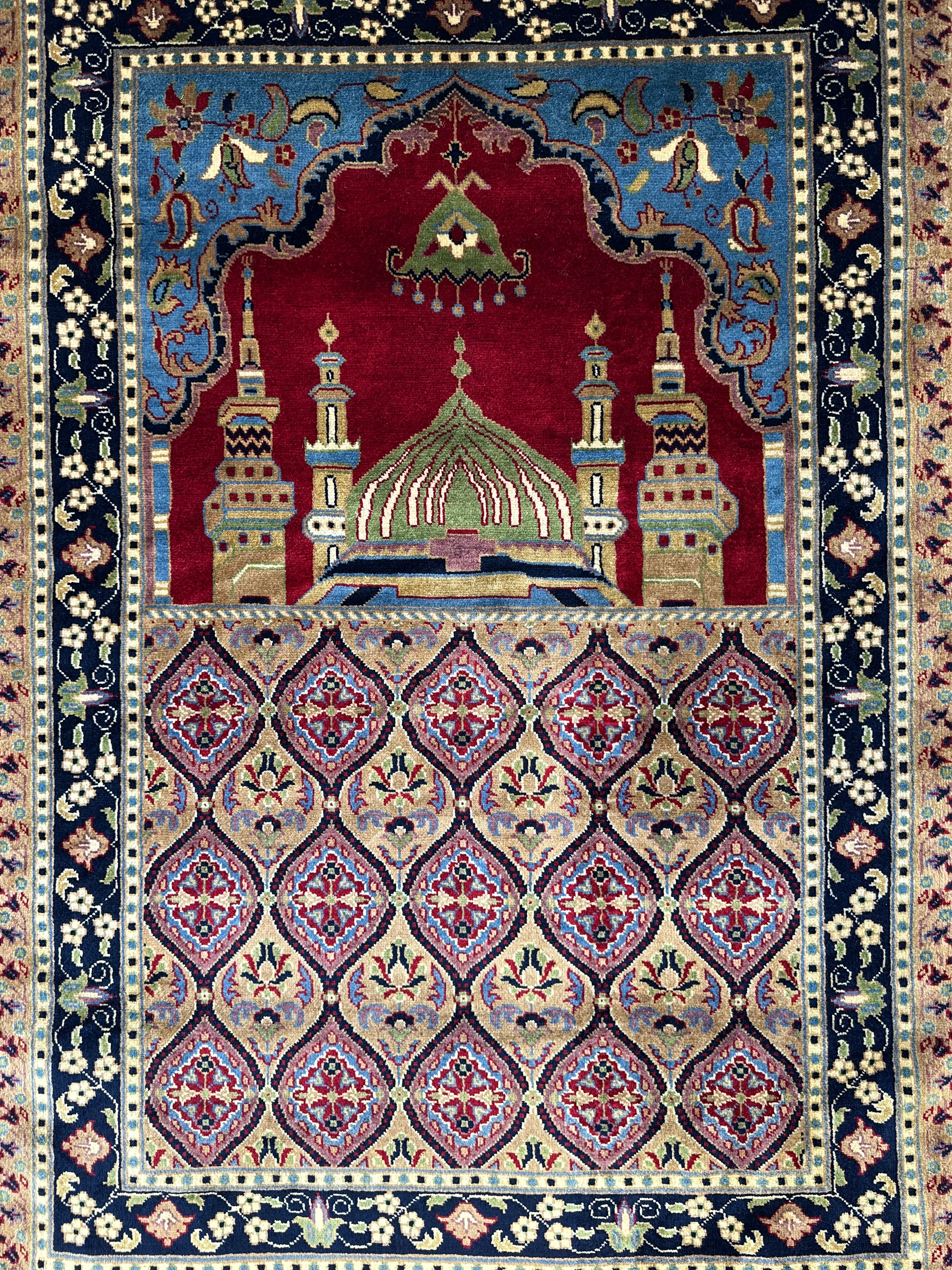 Hand-Knotted Super Fine Weave Beljik Afghani Wool Prayer Rug – 2’9″ x 4’1″