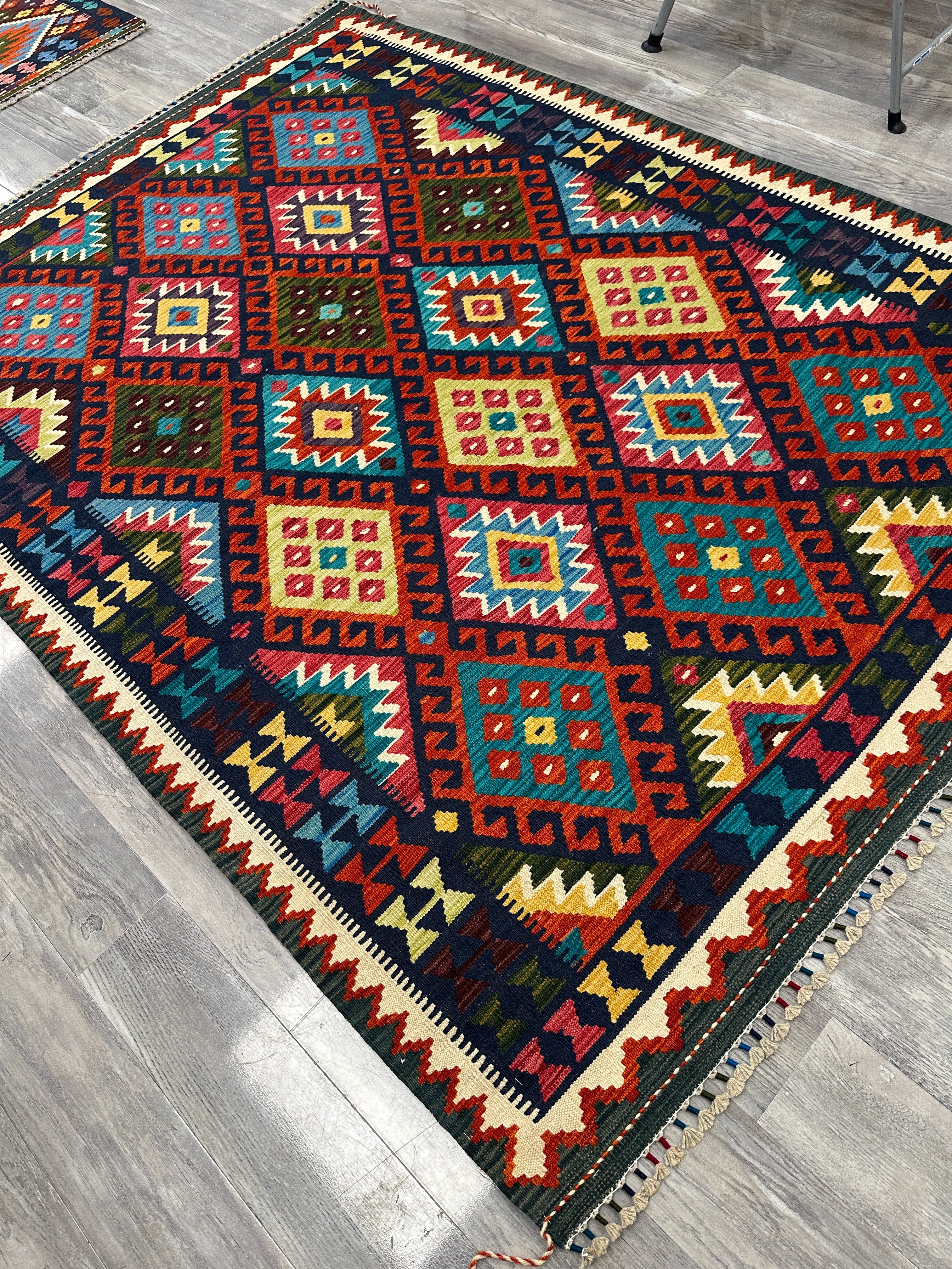 Hand-Woven Afghani Kilim Wool Rug 6' x 8'