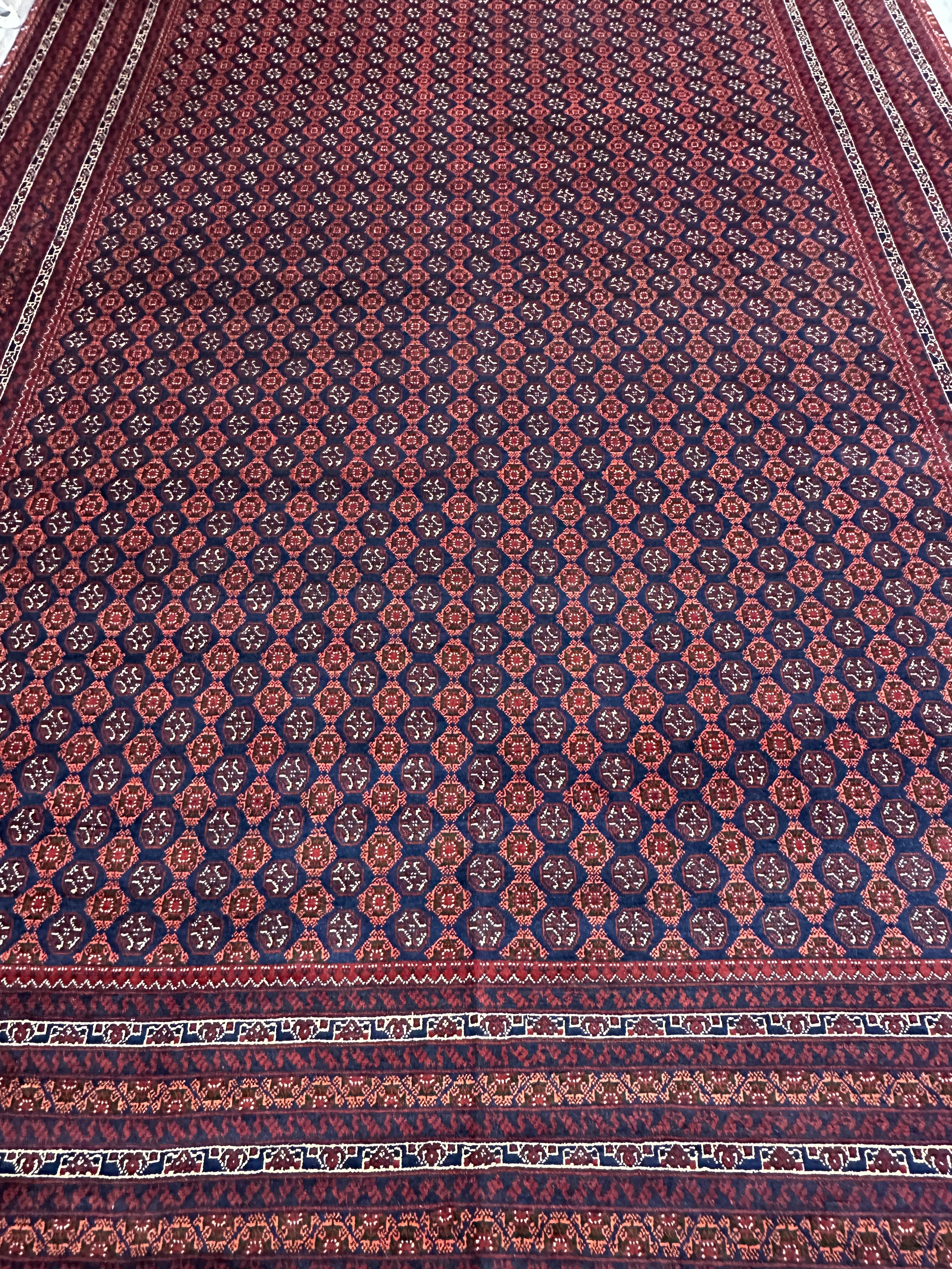 Hand-Knotted Afghani Khwaja Rushna Wool Rug | All-Over Pattern | 8′ x 11′