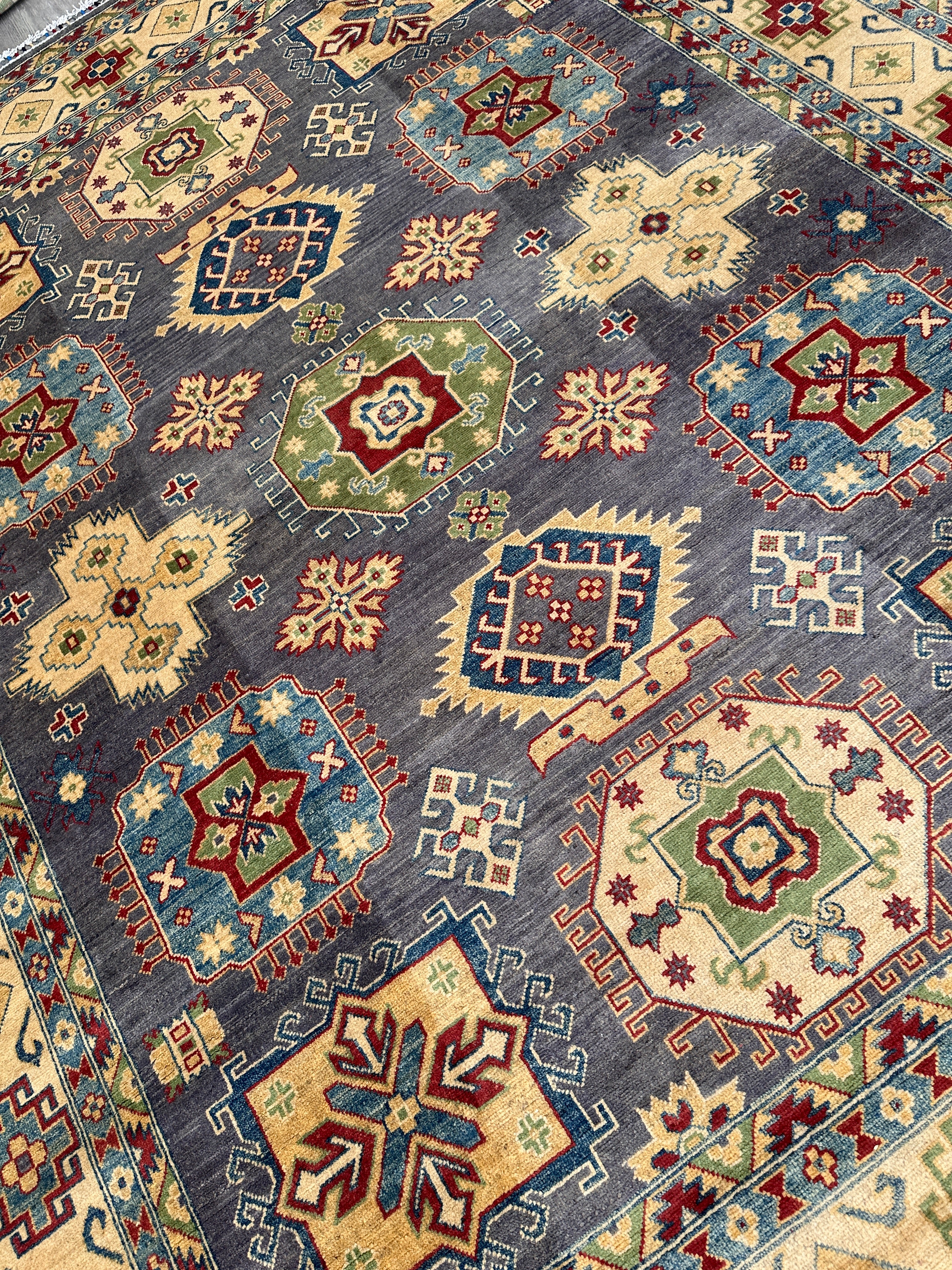 Hand-Knotted Afghan Kazak Wool Rug | Tribal | 8′ x 10′