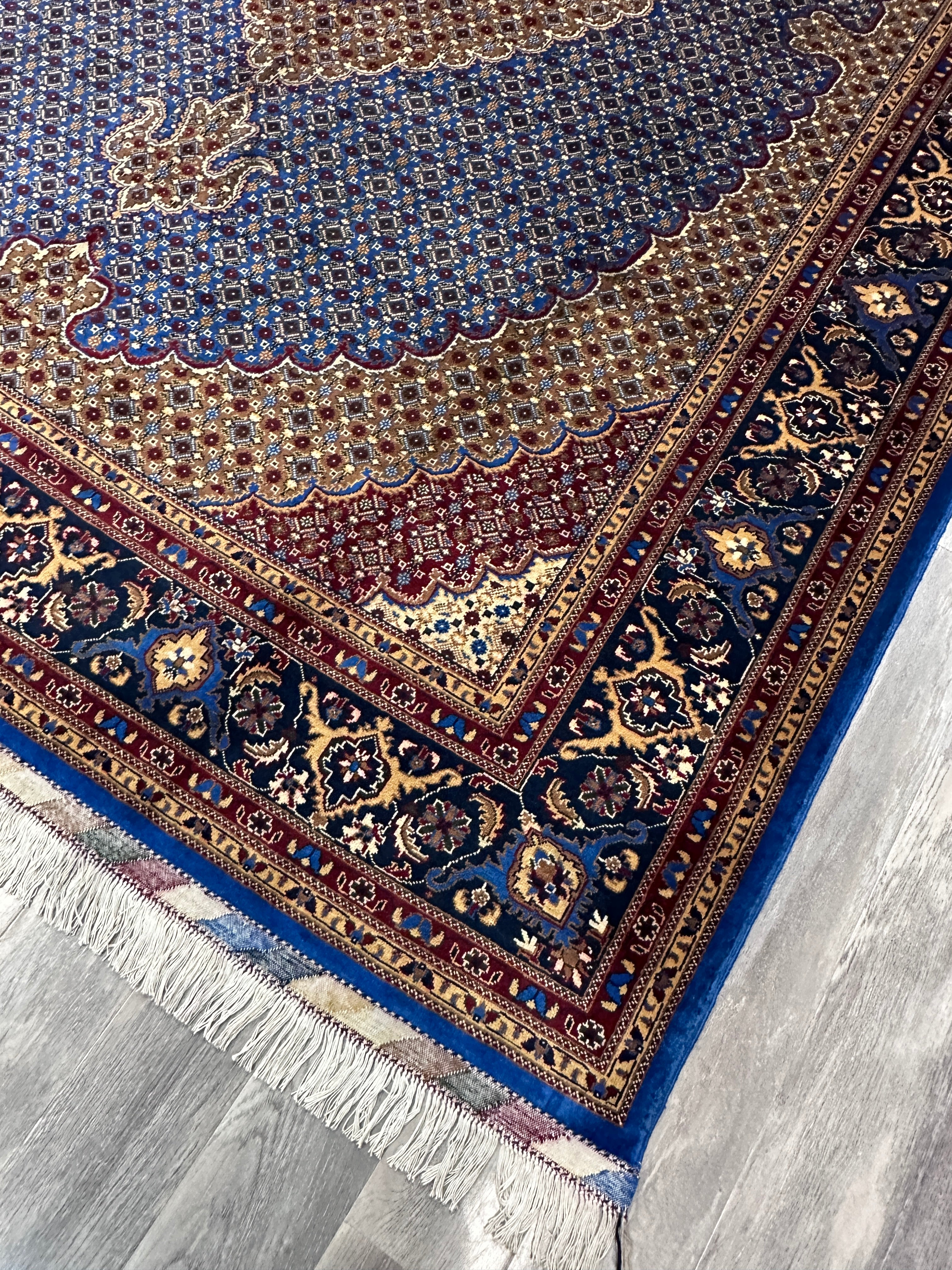 Hand-Knotted Afghani Tabriz Wool Rug | Mahi Fish Design | 9′ x 12′