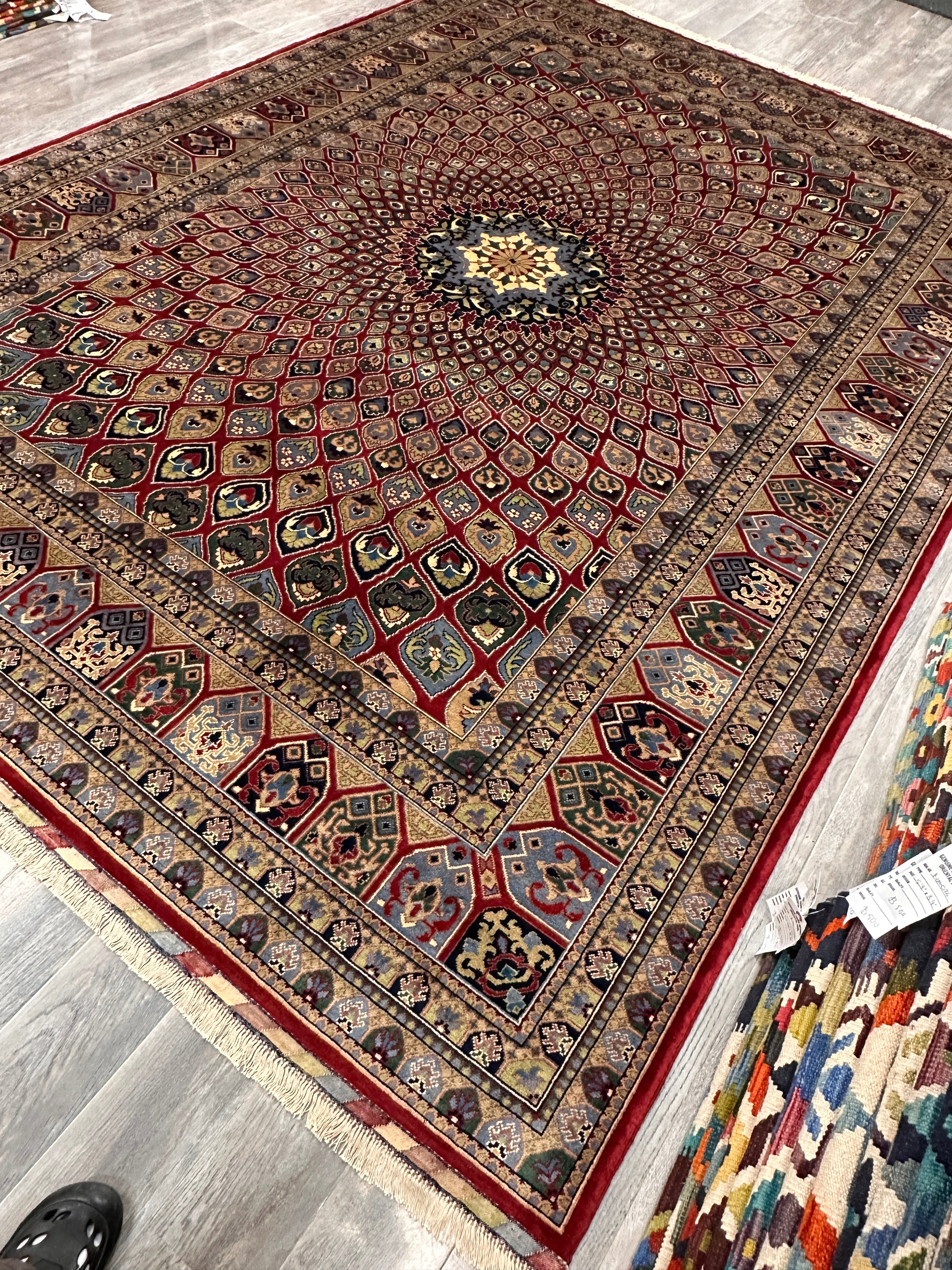 Hand-Knotted Afghani Parak Wool Rug | Dome Design | 8′ x 12′