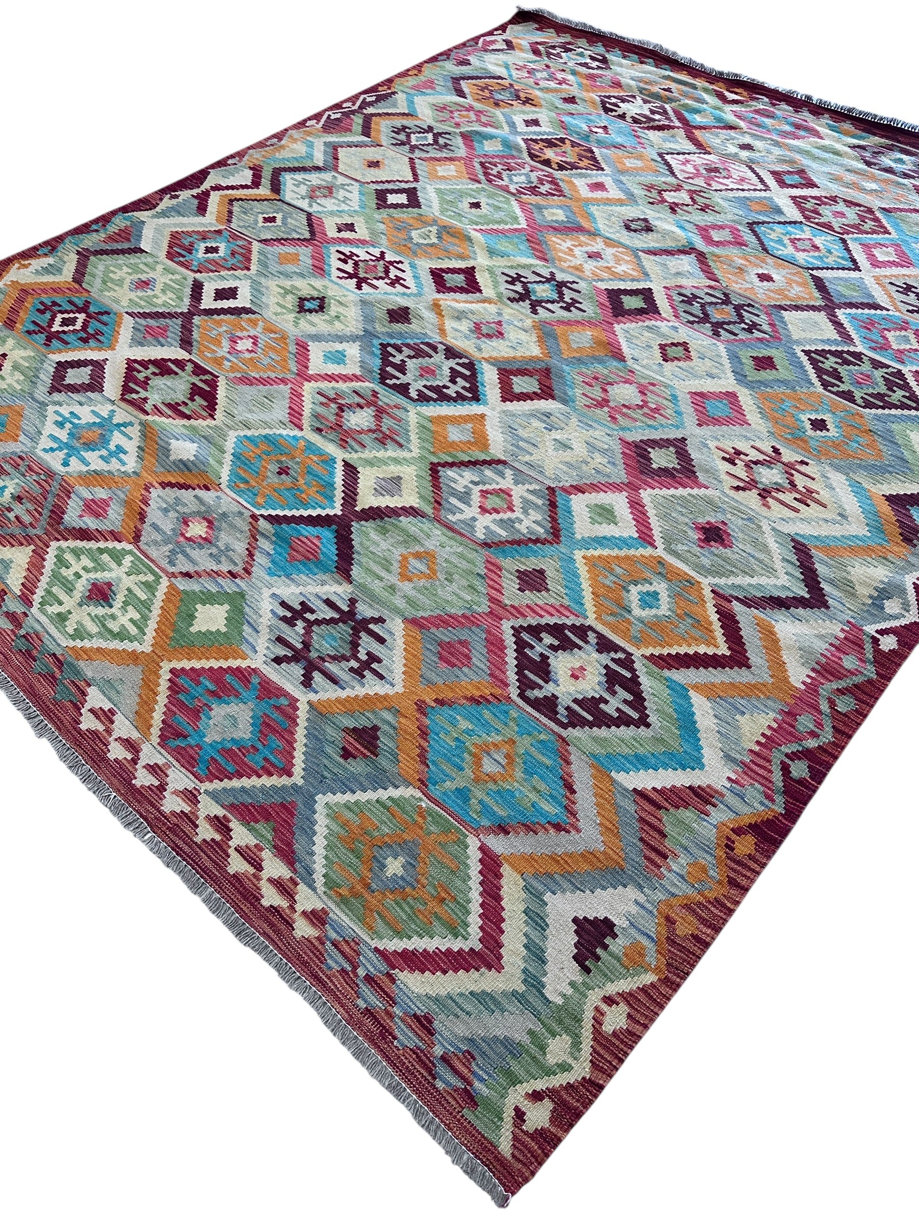 Hand-Woven Afghani Kilim Wool Rug 8'2" x 10'2"
