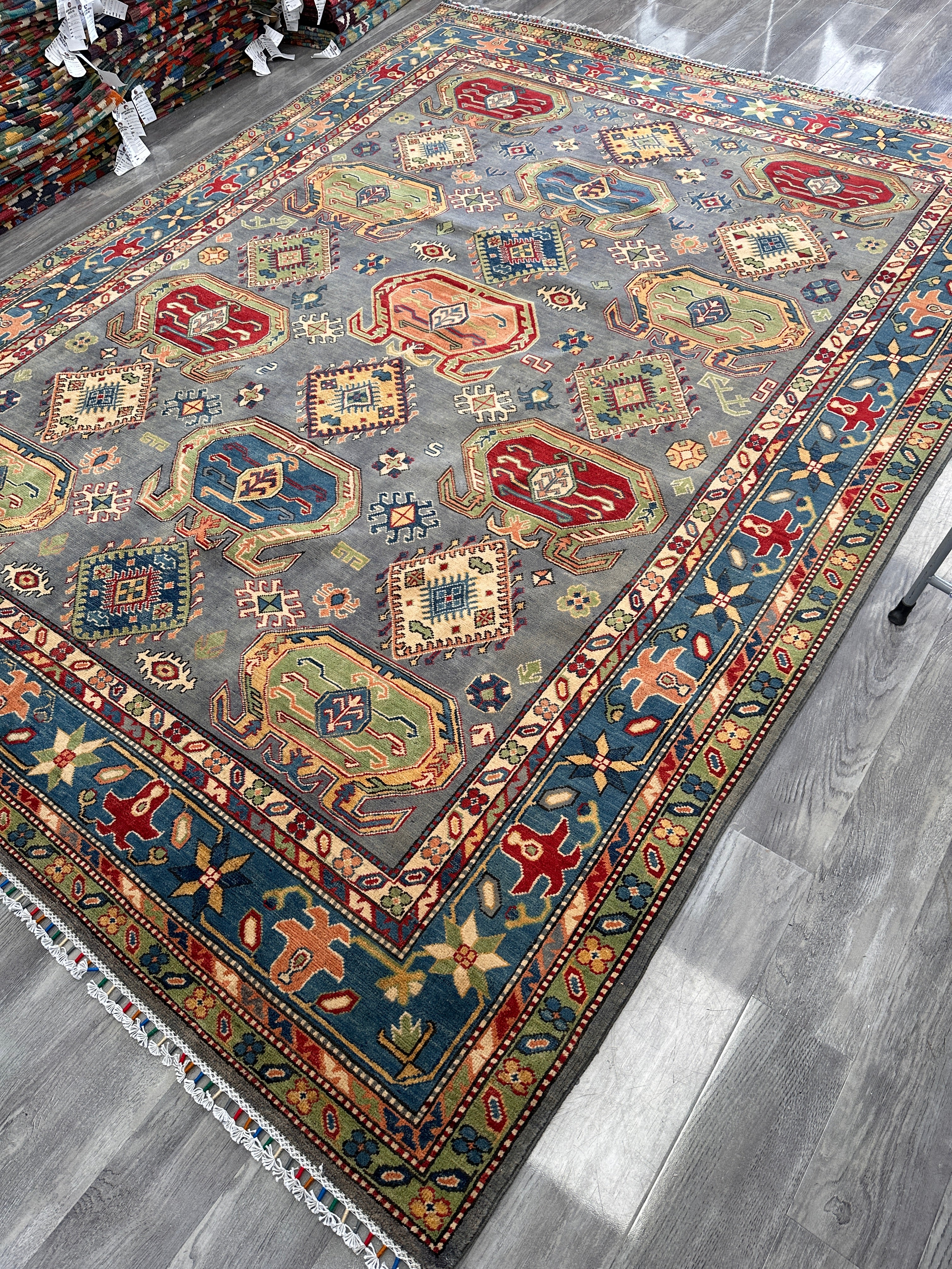 Hand-Knotted Afghan Kazak Wool Rug | Tribal | 8′3″ x 10′8″