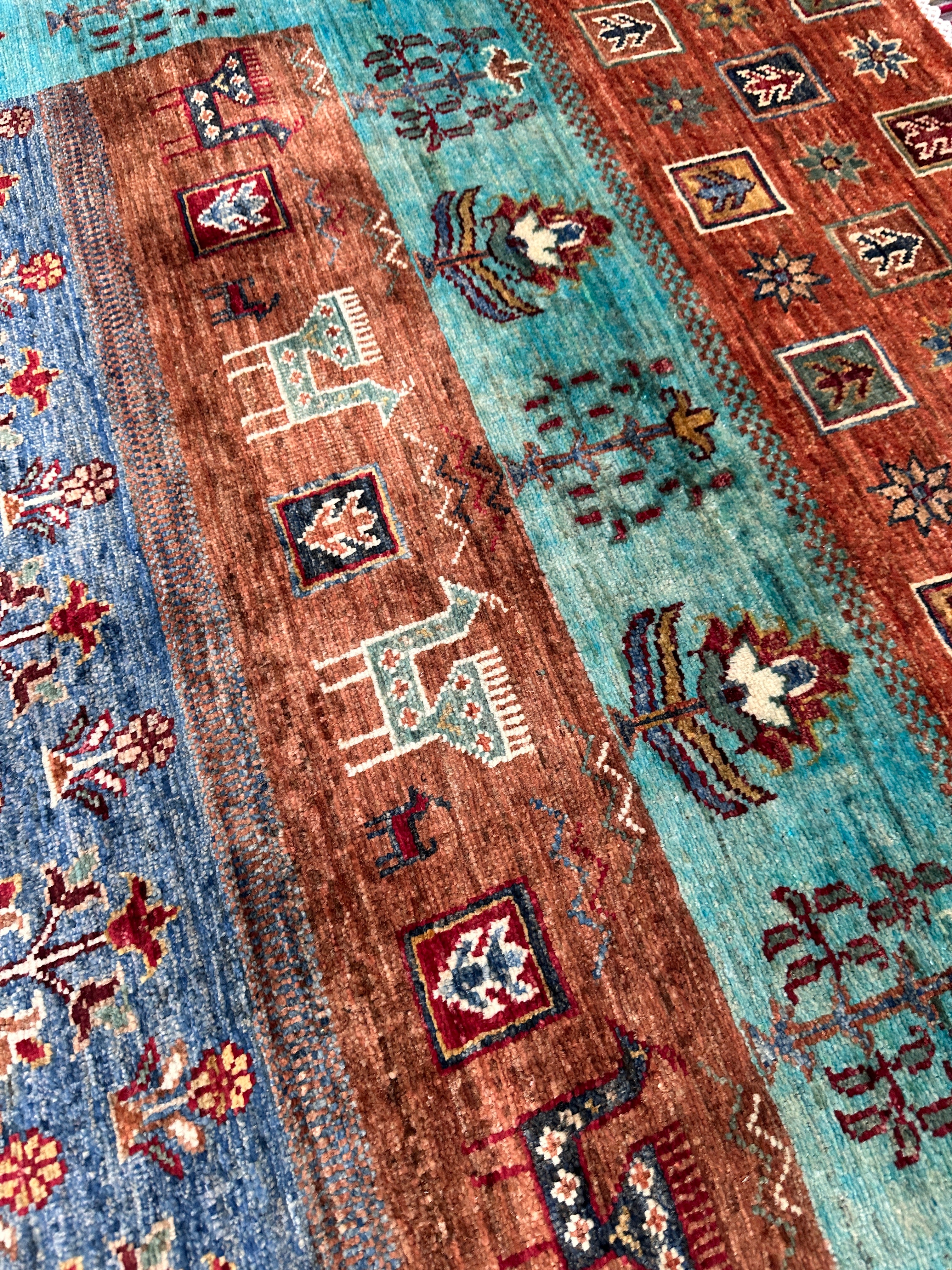 Hand-Knotted Afghani Chobi Ghazni Wool Rug | Gabbeh Design | 6′ x 8′