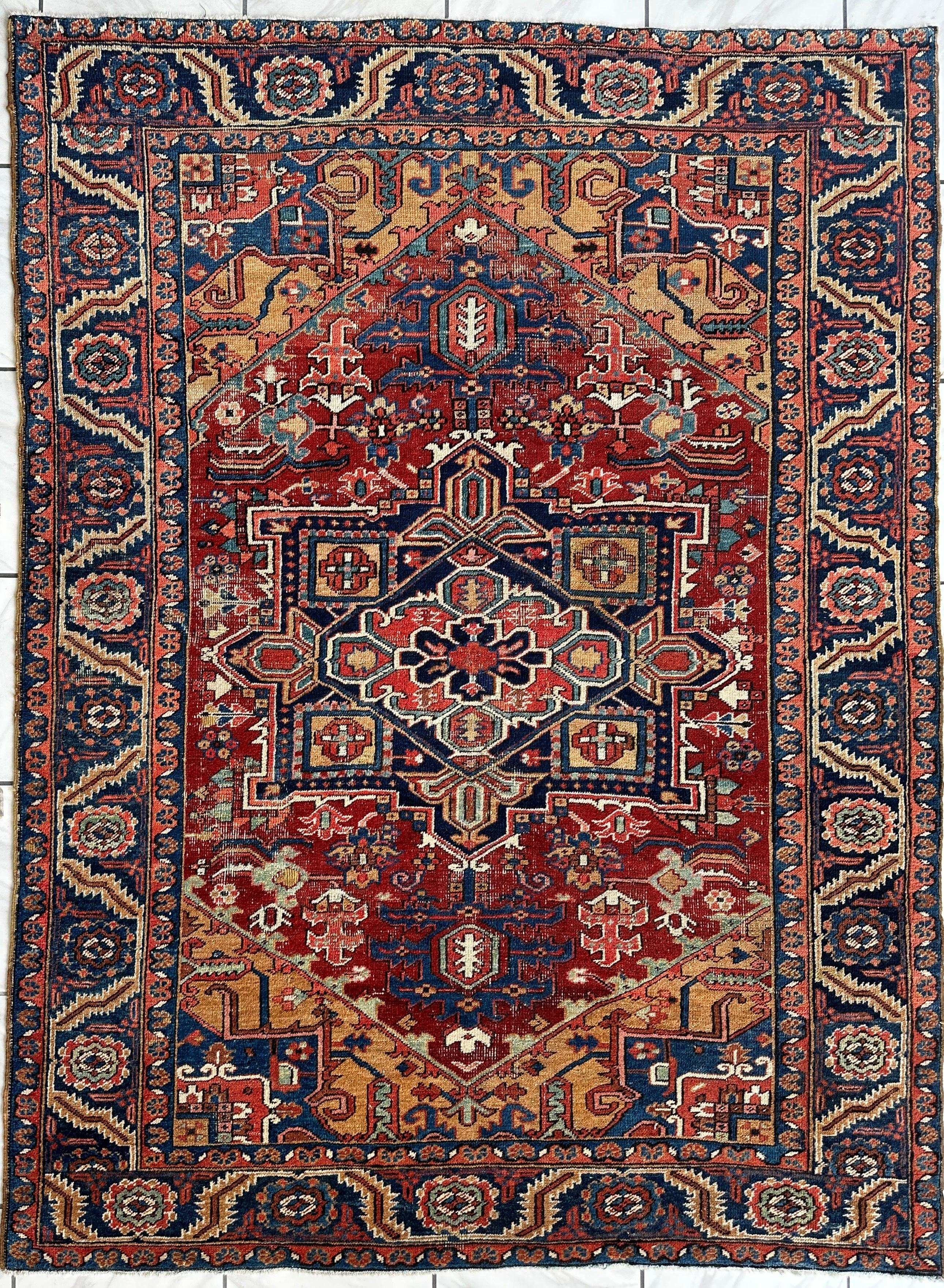 Antique Persian Herize Area Rug 6’10” x 9’1”