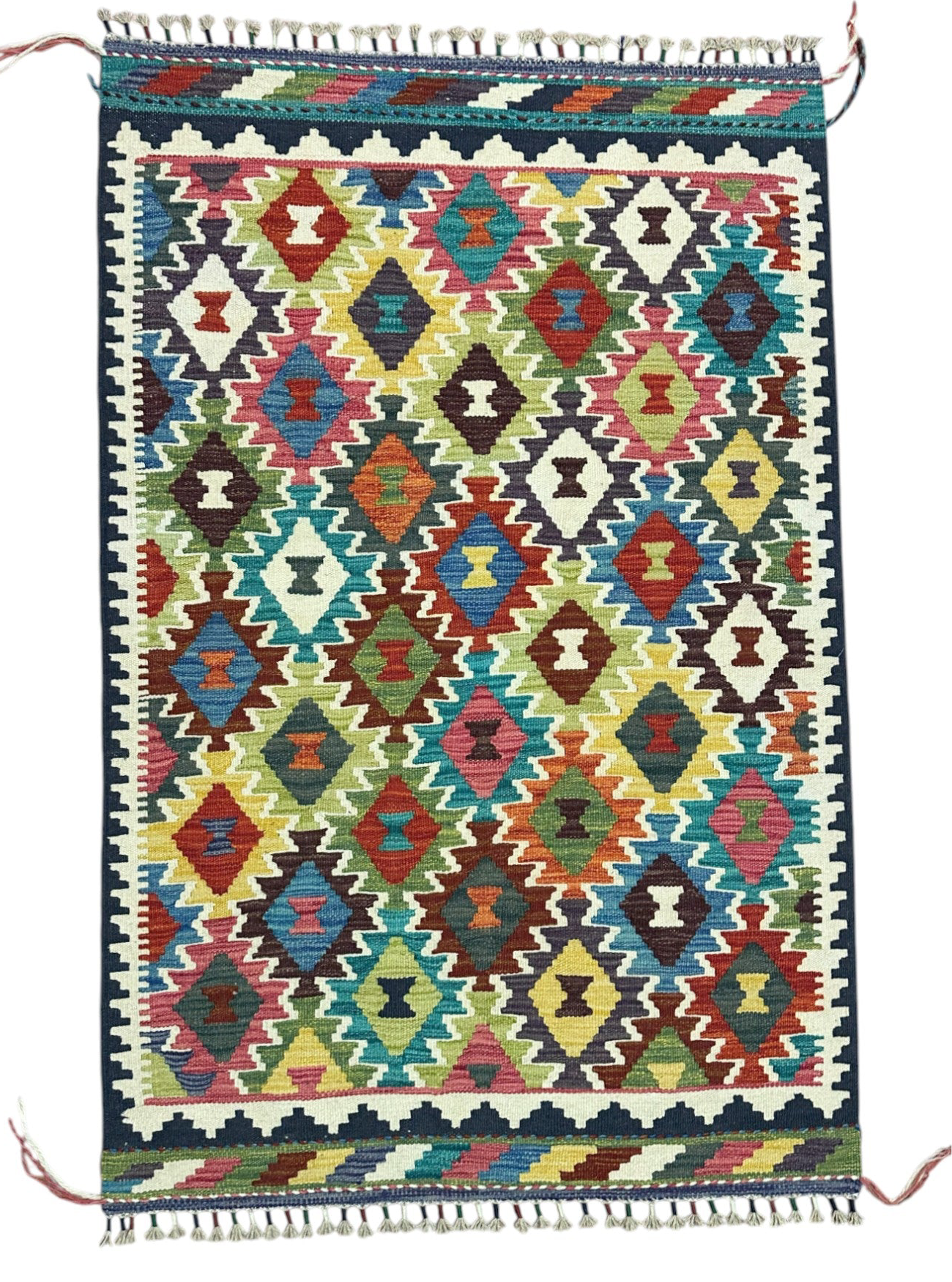 Hand-Woven Afghani Kilim Wool Rug 3'3" x 5'