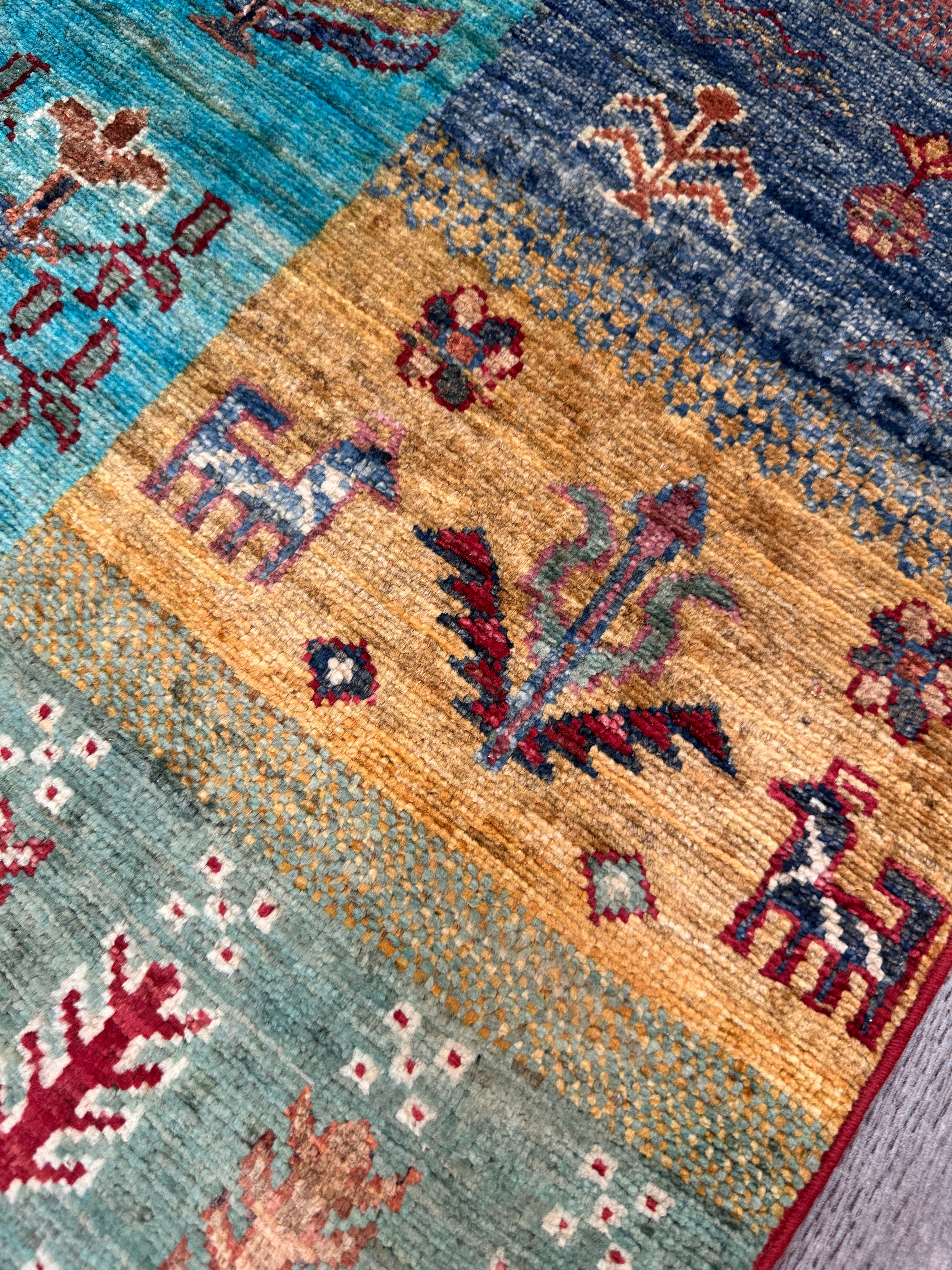 Hand-Knotted Afghani Chobi Ghazni Wool Rug | Gabbeh Design | 6′ x 8′
