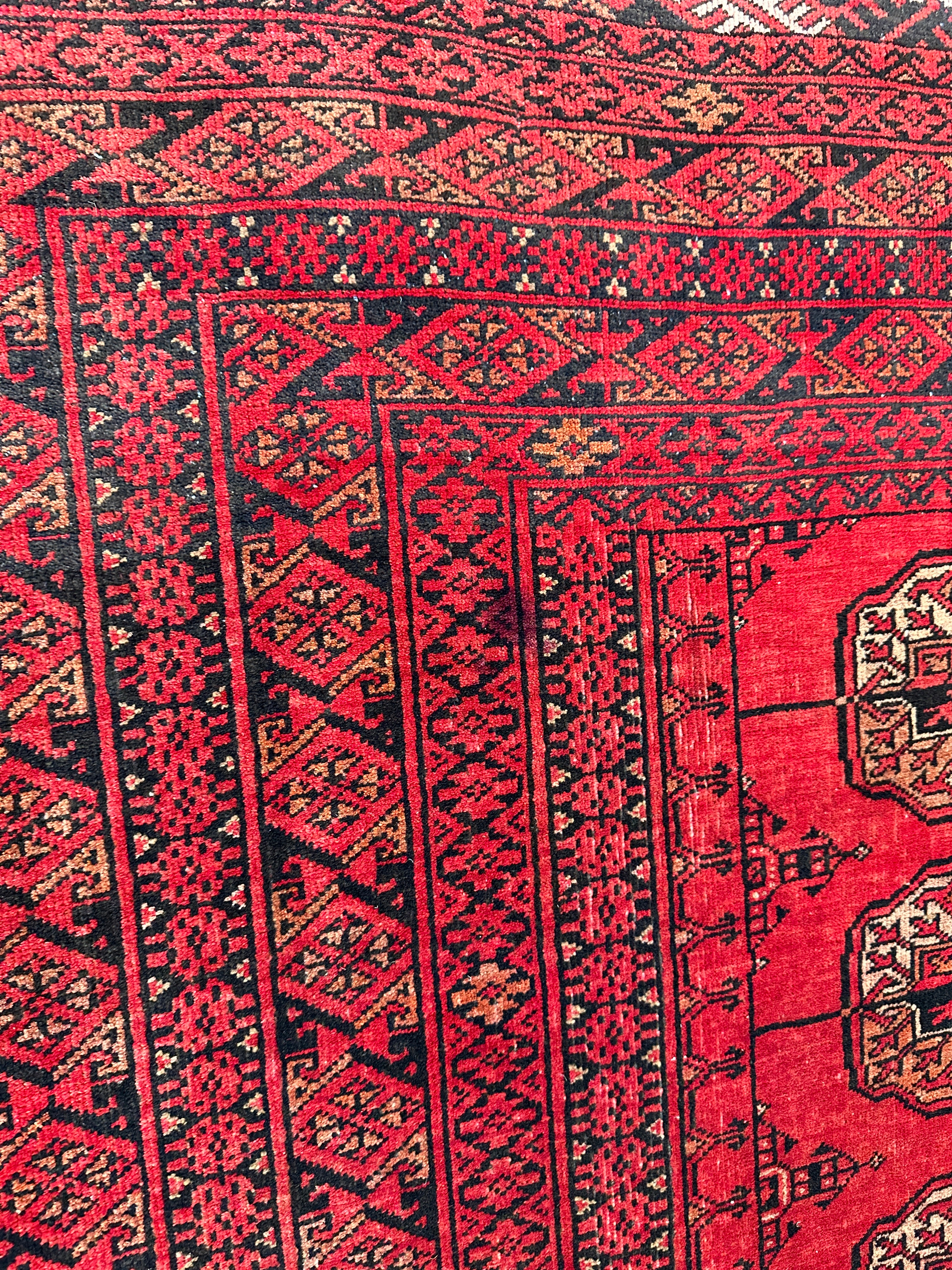 Hand-Knotted Afghani Fil pai Wool Rug Red,Cream,Black 5'10" x 9'3"