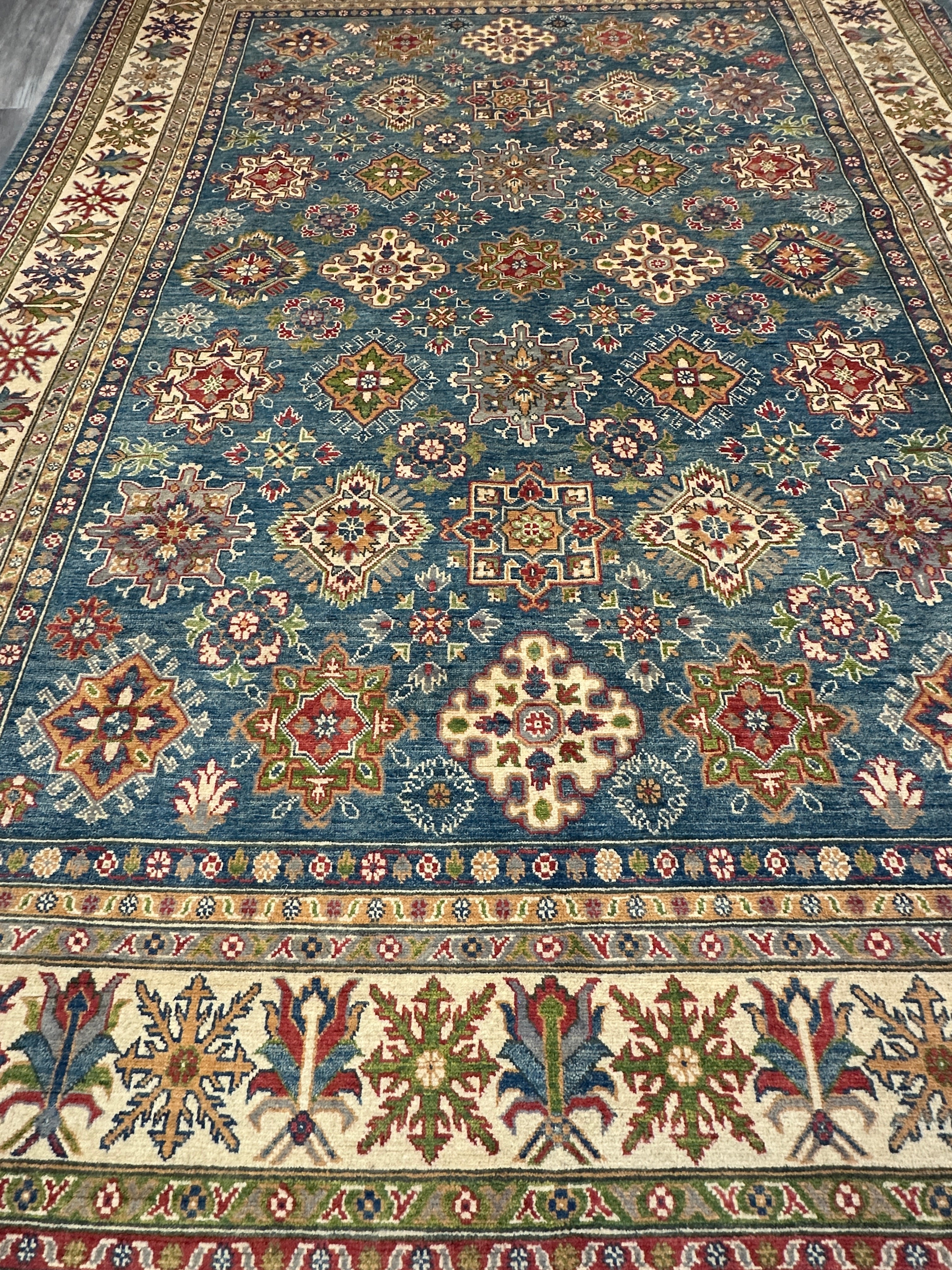 Hand-Knotted Afghani Kazak Wool Rug – 8’9″  x  11’10″