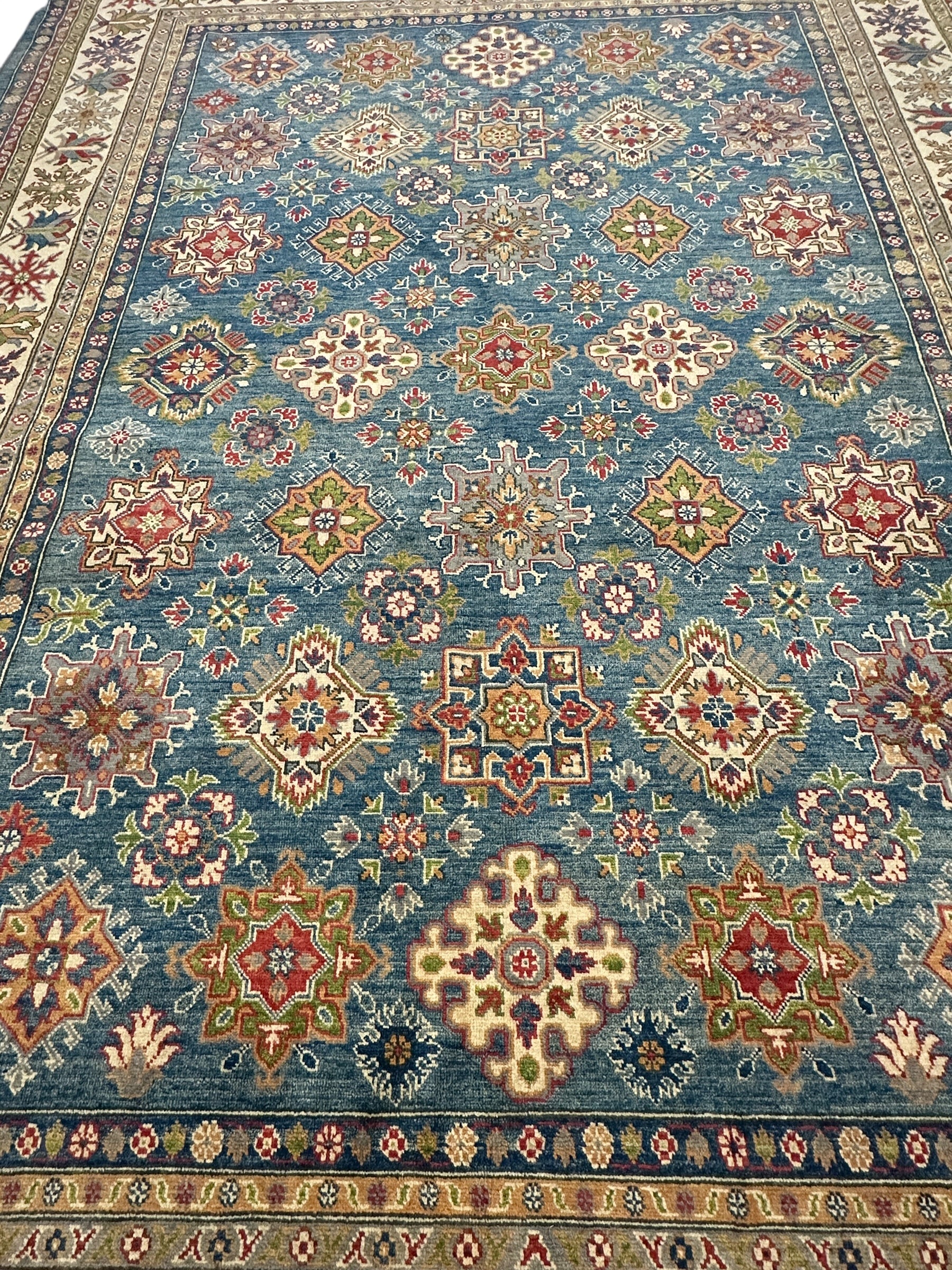 Hand-Knotted Afghani Kazak Wool Rug – 8’9″  x  11’10″