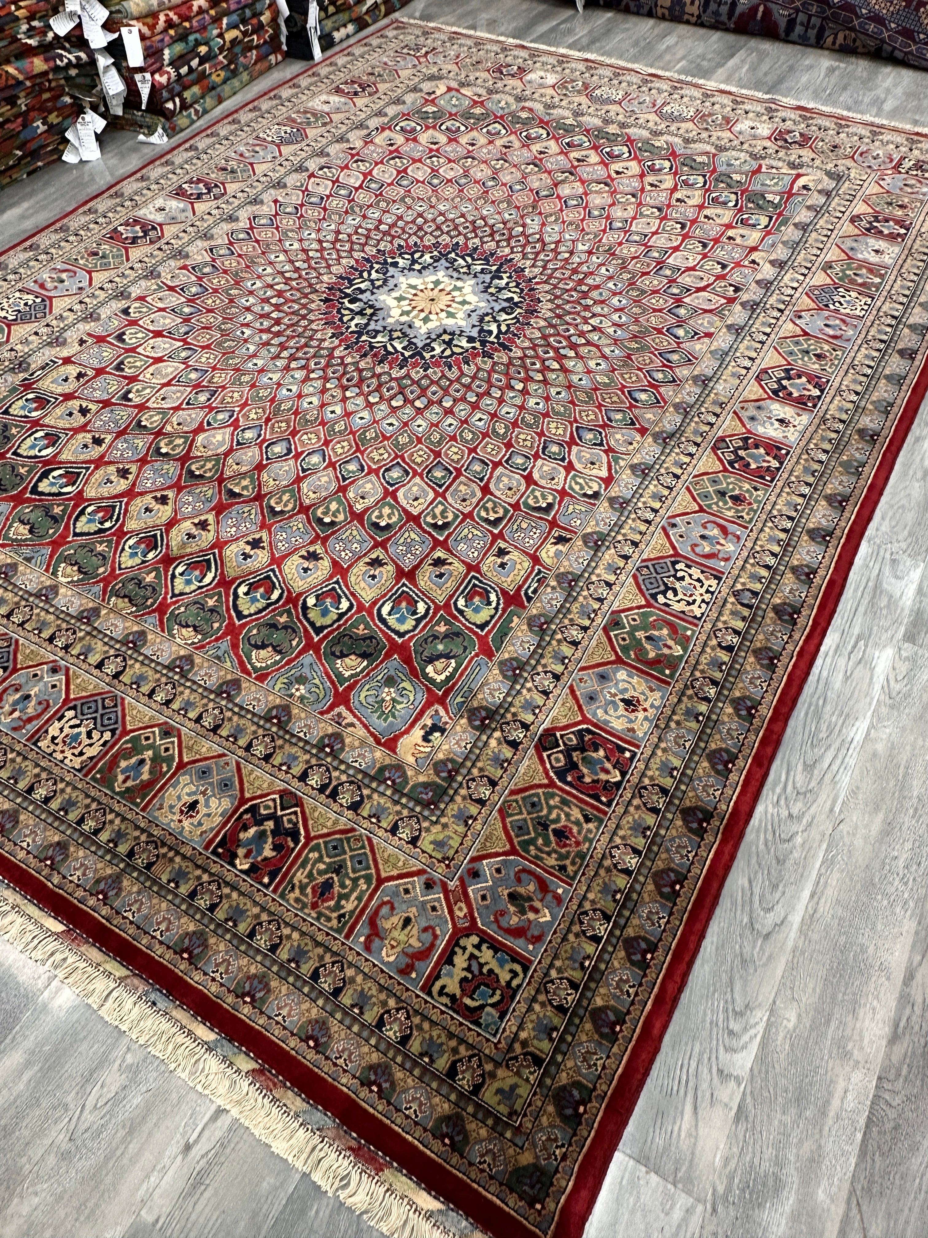 Hand-Knotted Afghani Parak Wool Rug | Dome Design | 8′ x 12′