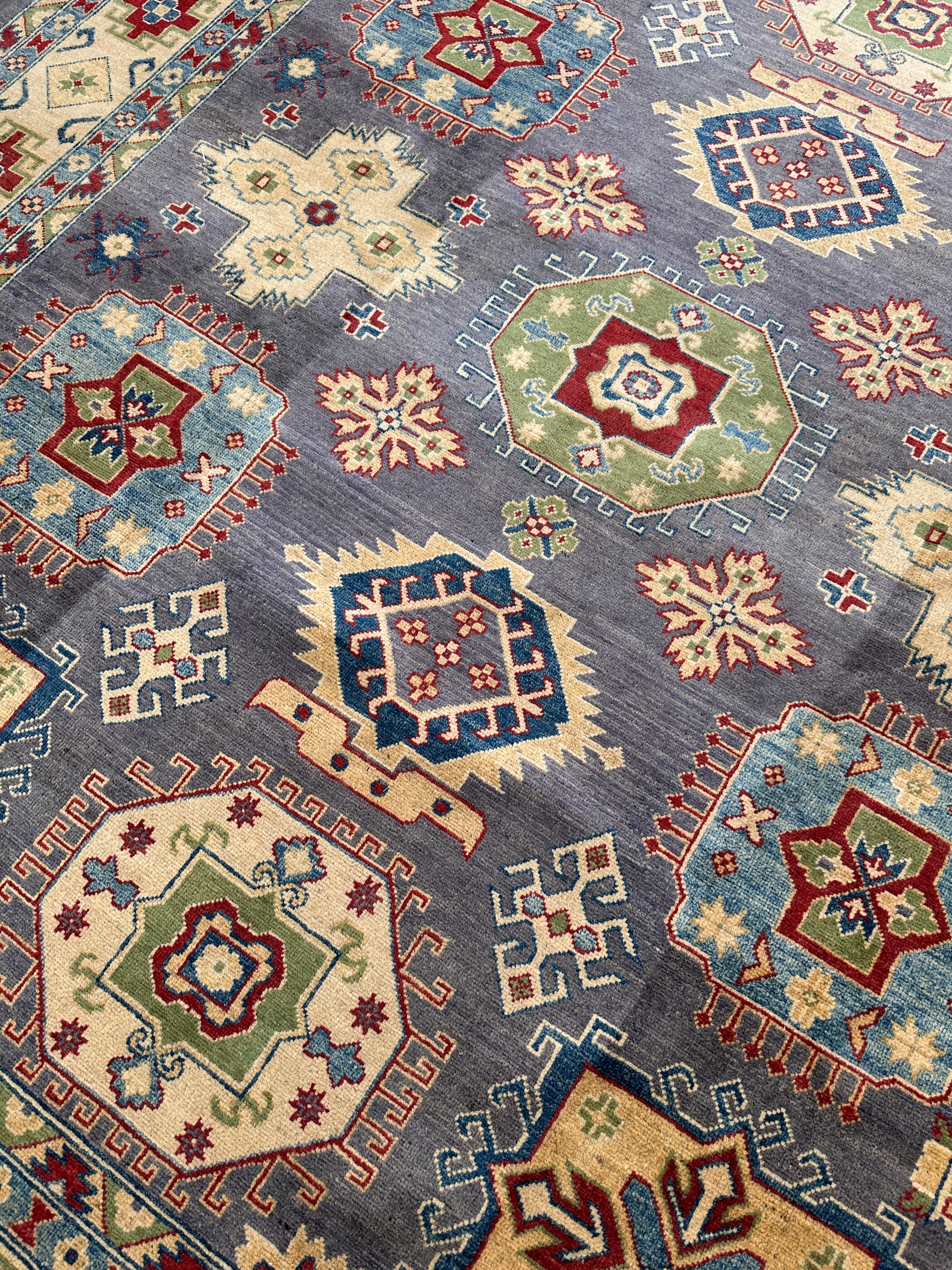 Hand-Knotted Afghan Kazak Wool Rug | Tribal | 8′ x 10′