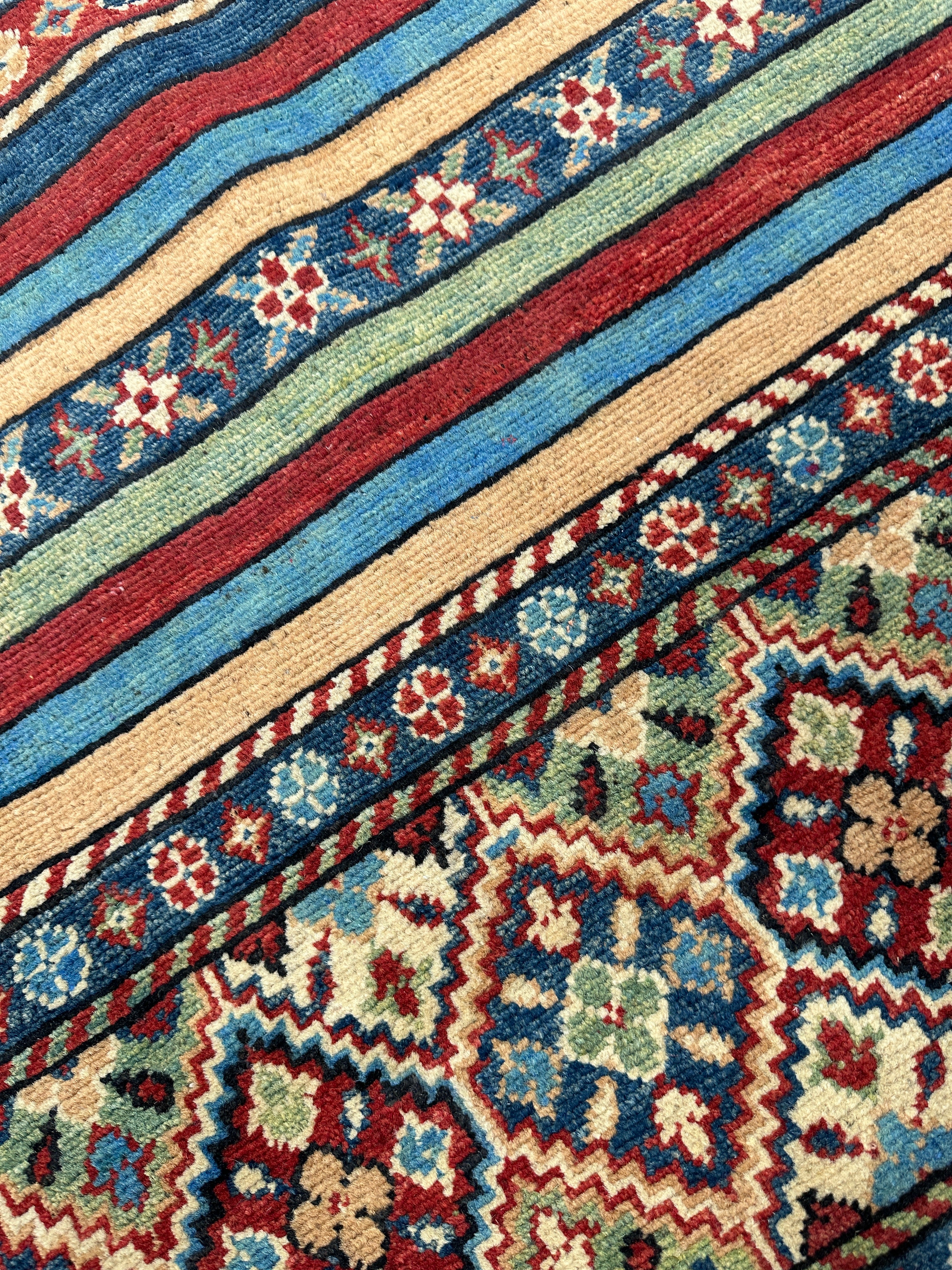 Hand-Knotted Afghani Khorjeen Wool Rug – 6’7″ x 9’9”
