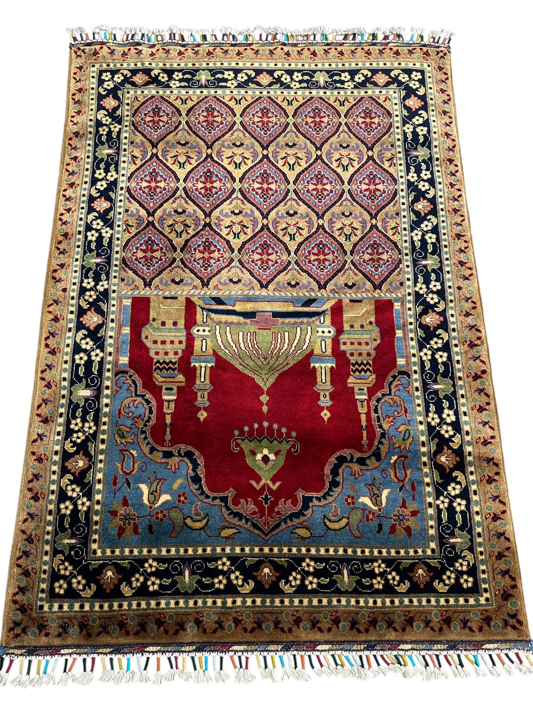 Hand-Knotted Super Fine Weave Beljik Afghani Wool Prayer Rug – 2’9″ x 4’1″