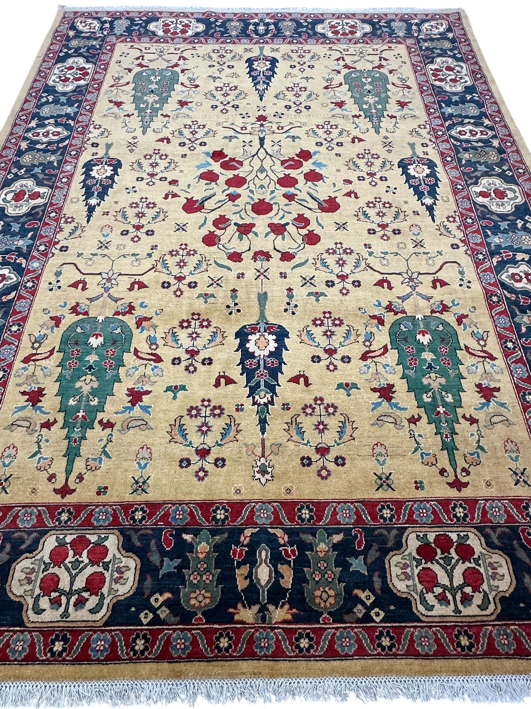 Hand-Knotted Afghani Kazak Tree of Life Wool Rug – 9’0″  x  12’0″