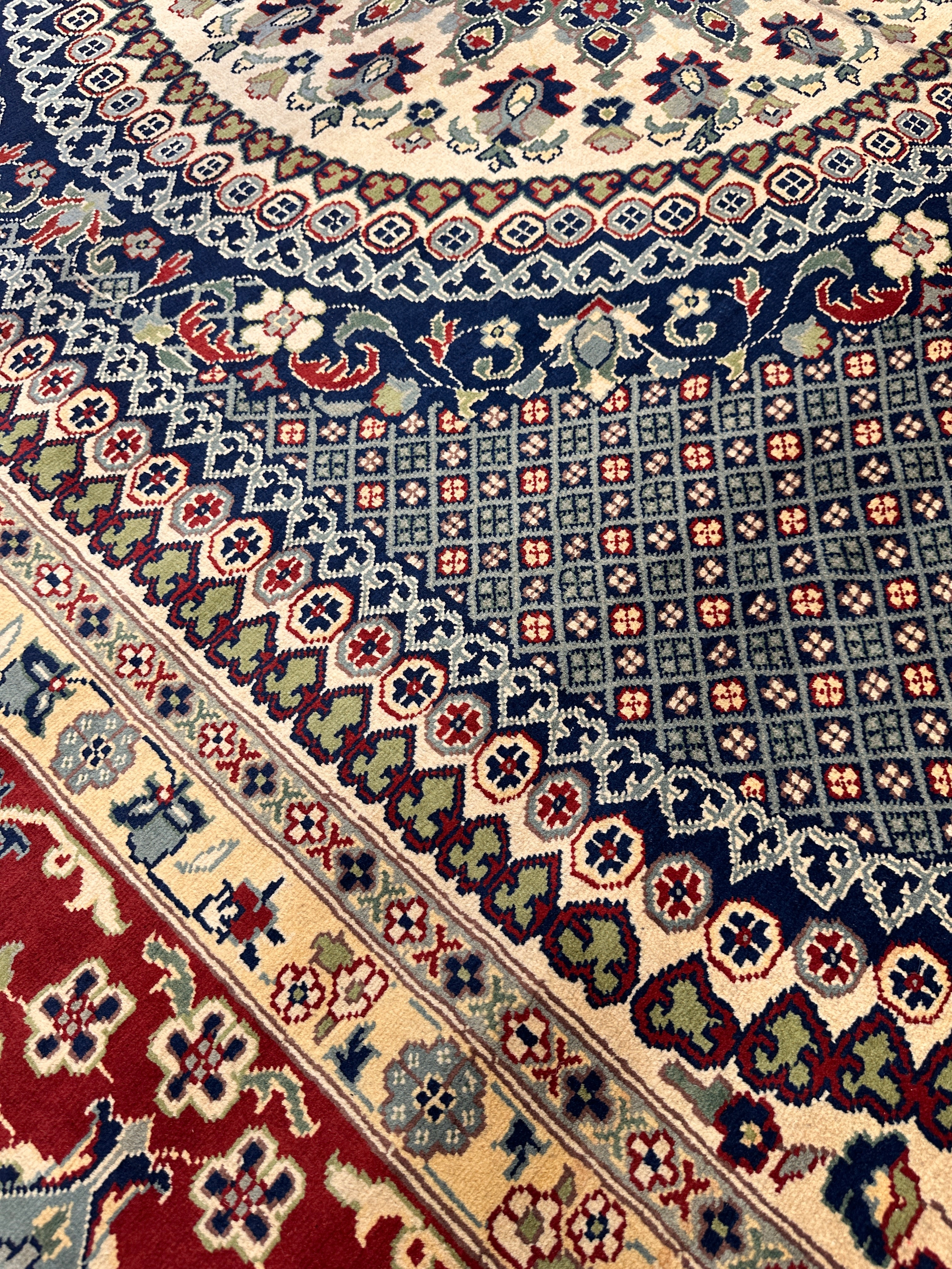 Hand-Knotted Afghani Rezmahi Wool Rug | Tabriz Mahi Design | 9′ x 12′