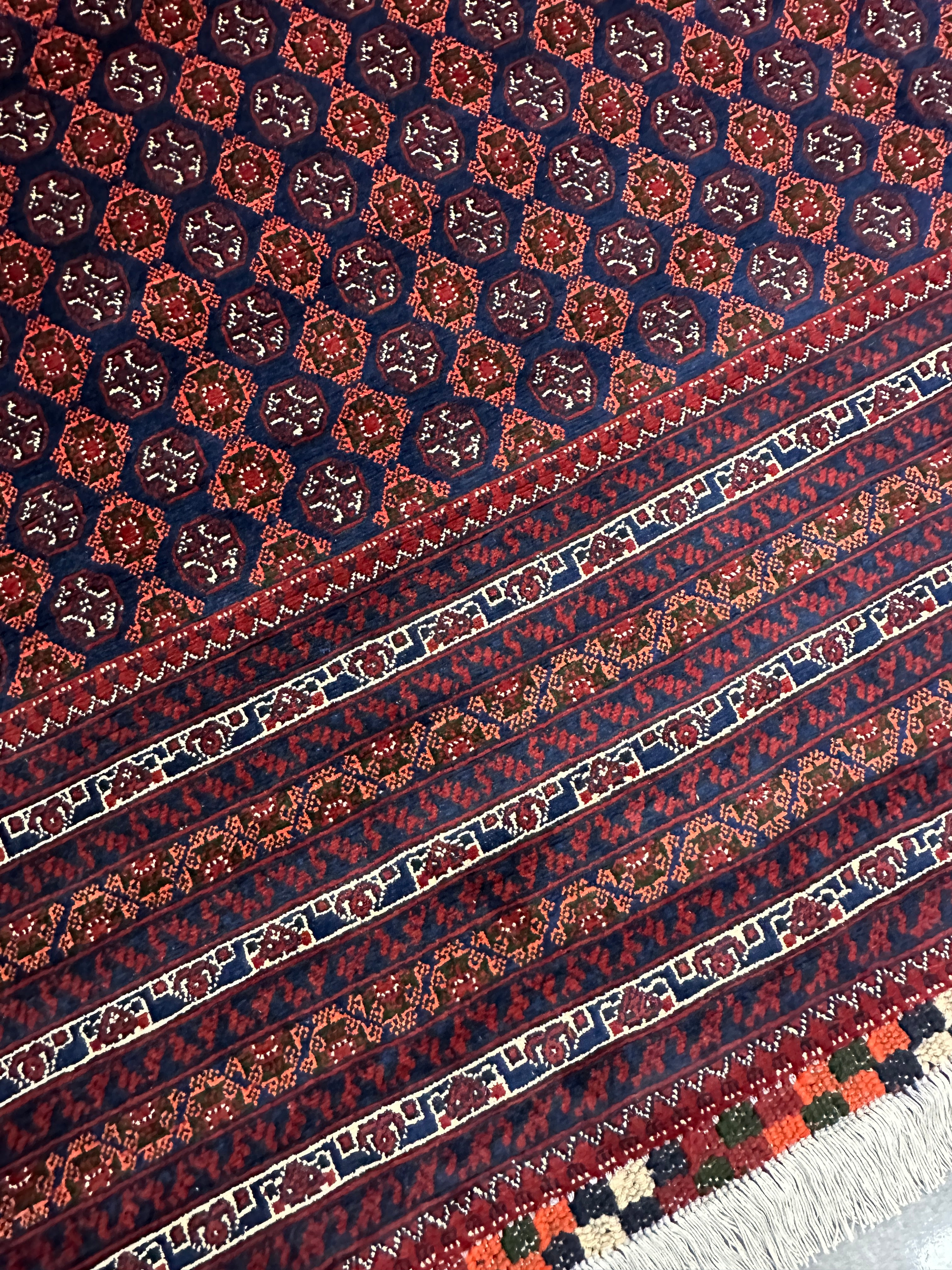 Hand-Knotted Afghani Khwaja Rushna Wool Rug | All-Over Pattern | 8′ x 11′