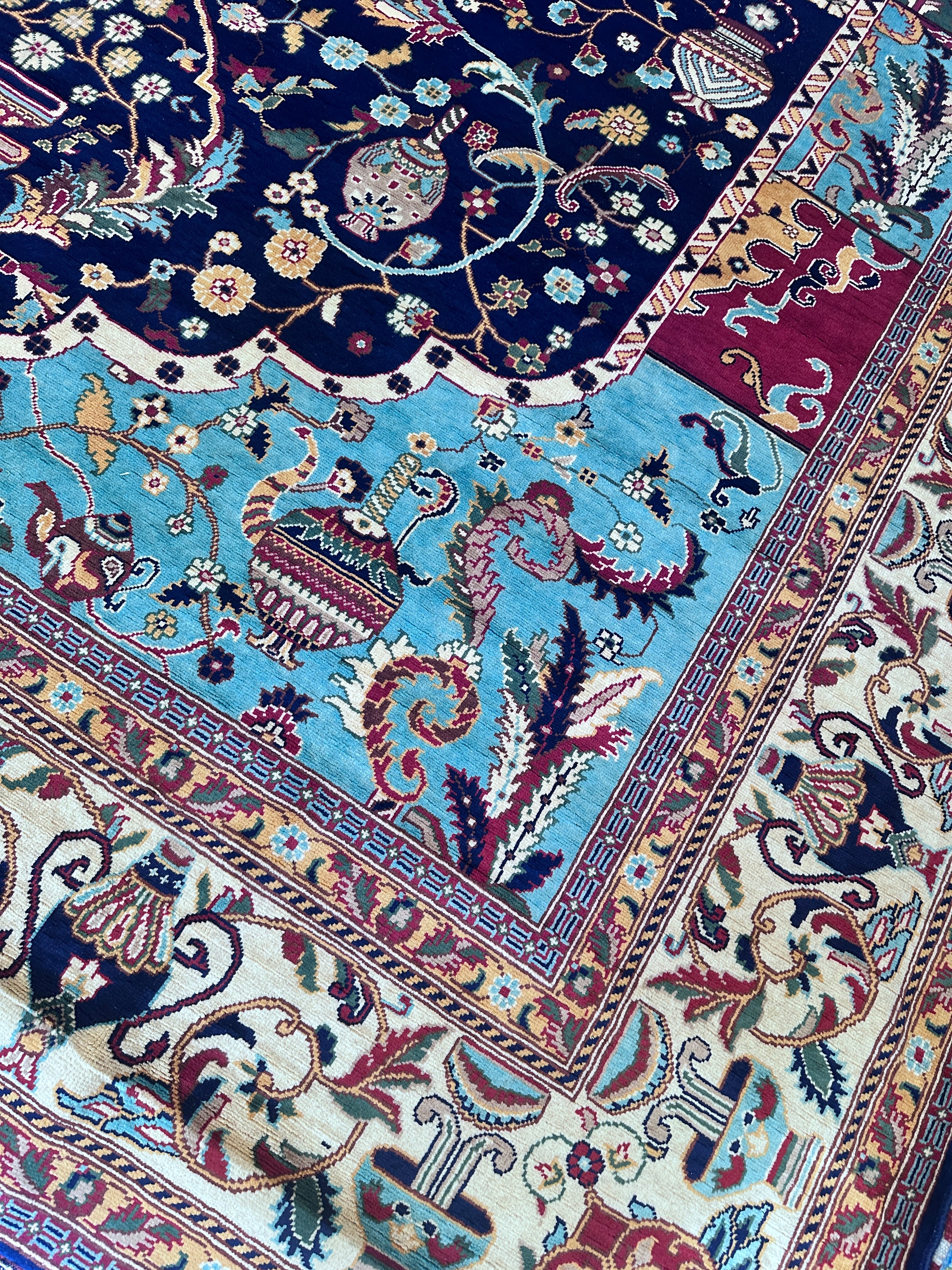 Hand-Knotted Afghani Vase Wool Rug – 10’0″  x  13’7″