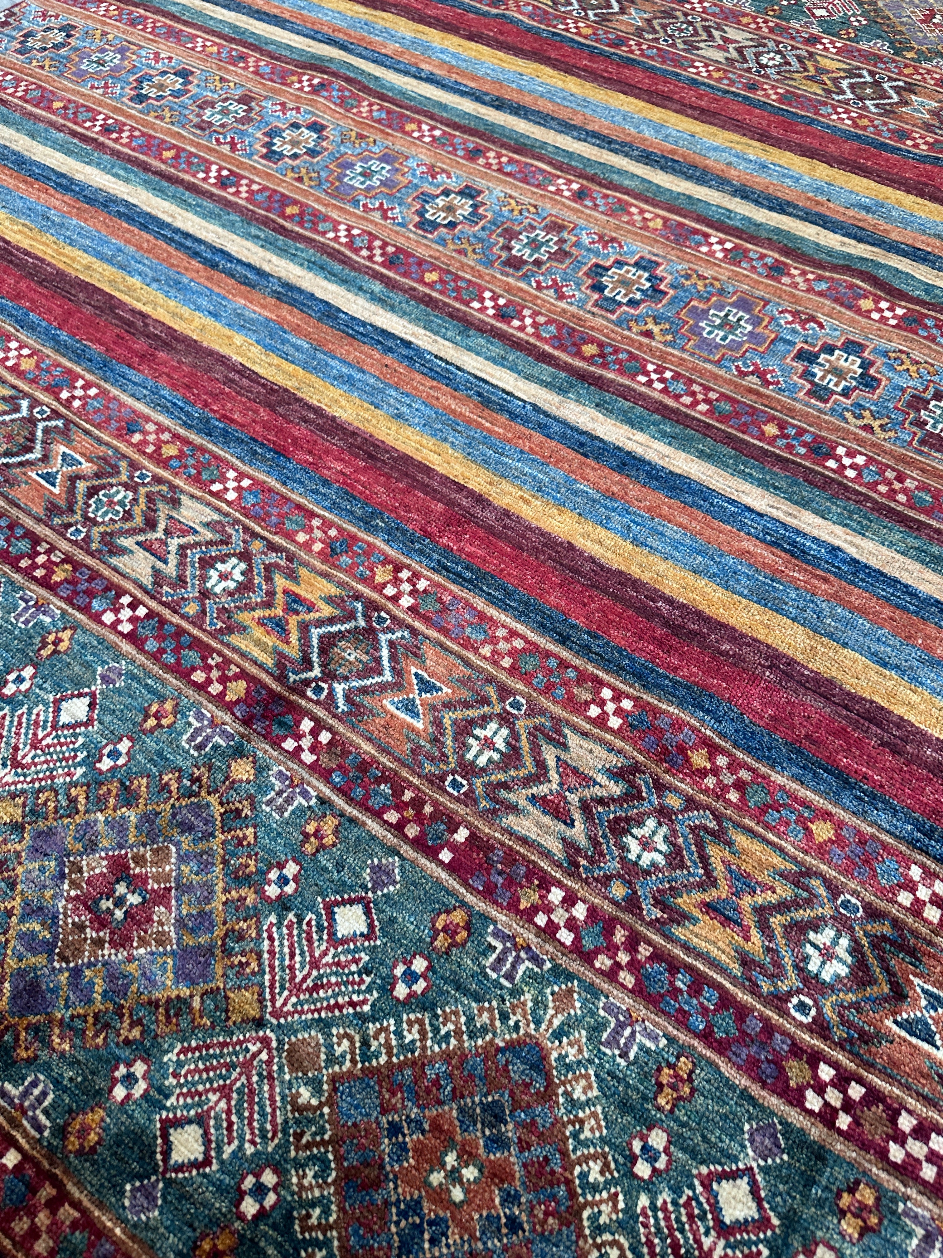 Hand-Knotted Afghani Chobi Khorjin Ghazni Wool Rug | Tribal | 5′ x 7′