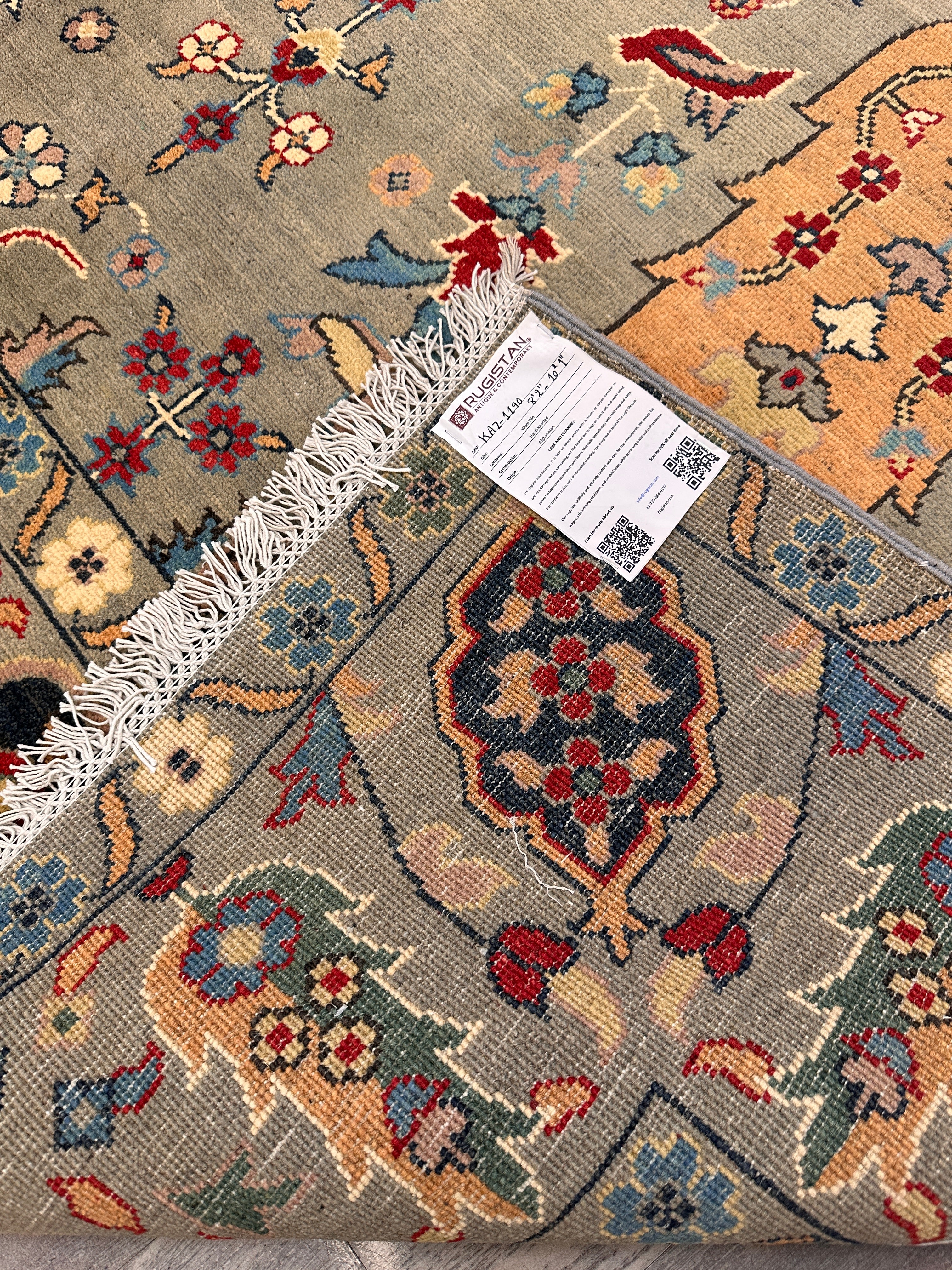 Hand-Knotted Afghani Kazak Wool Rug – 10’1″  x  8’2″
